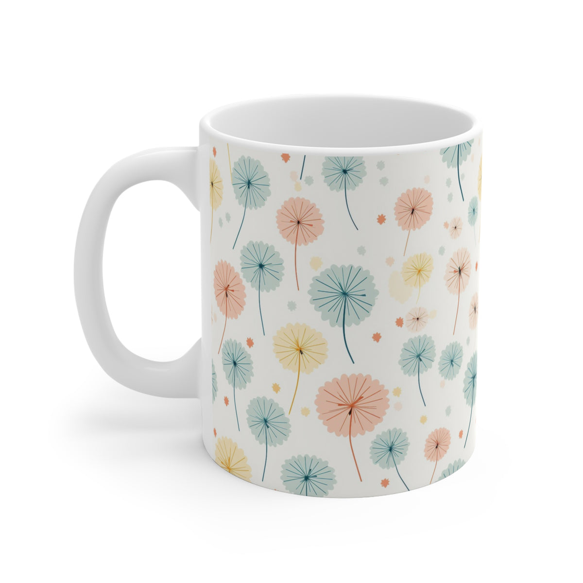 Pastel Dandelion Pattern Coffee Cup-Floral Ceramic Mug for Tea and Coffee  (3)