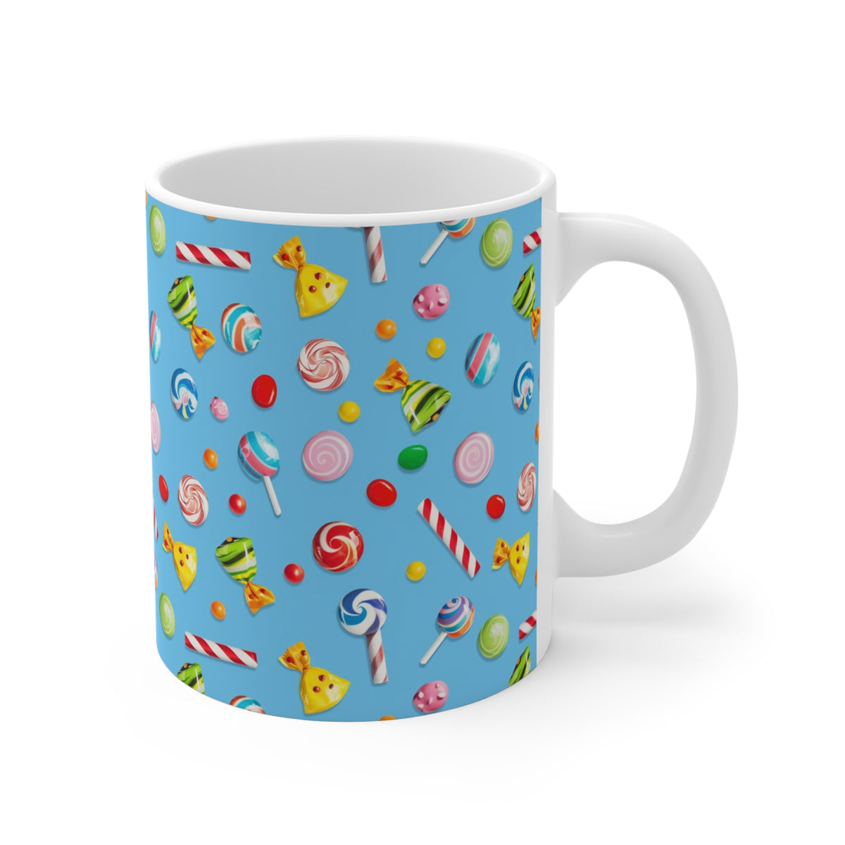 Colorful All-Over Candy Theme Coffee Mug Fun Ceramic Drinkware 090