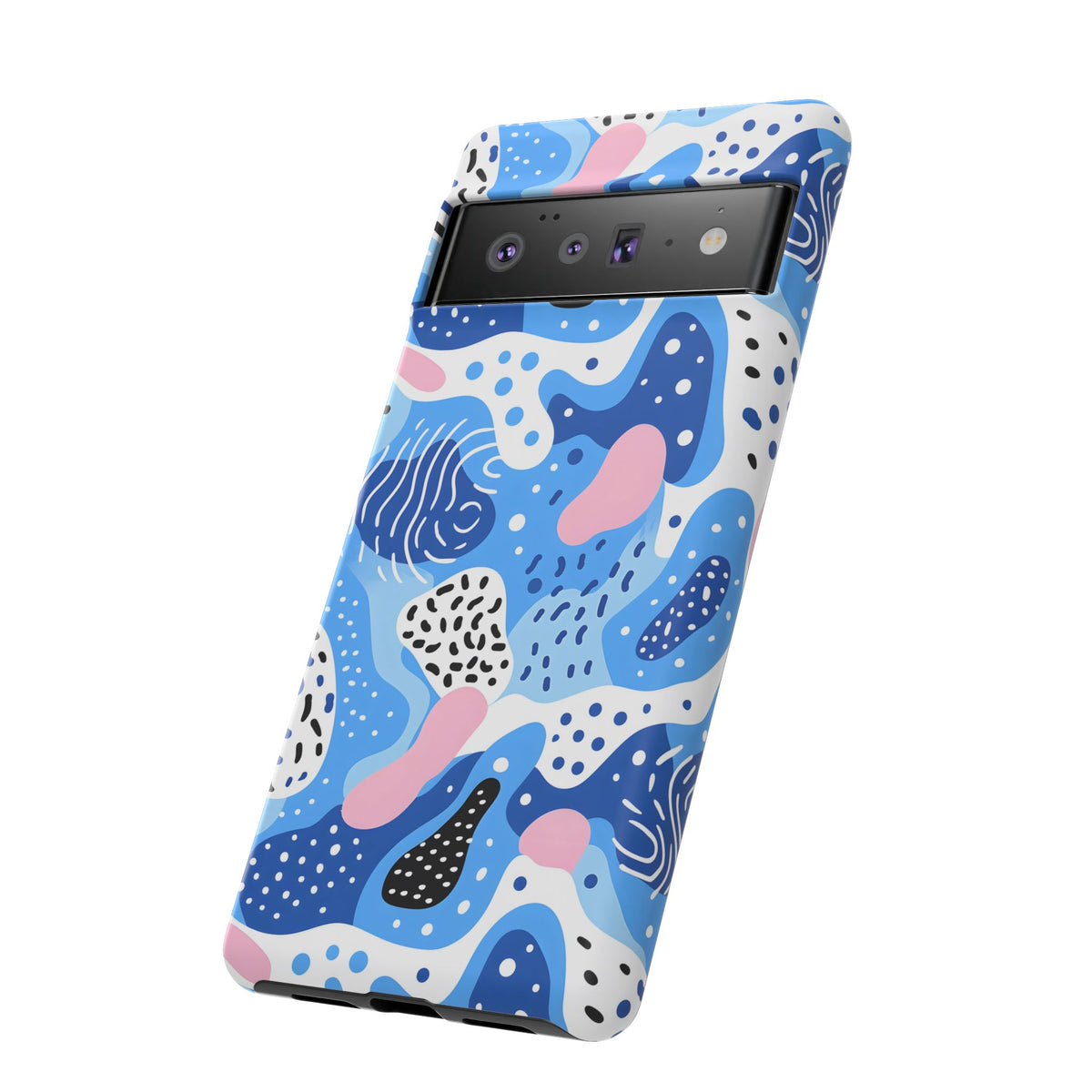 Abstract Baby Blue Memphis Design Phone Case – Sleek and Contemporary Artistry