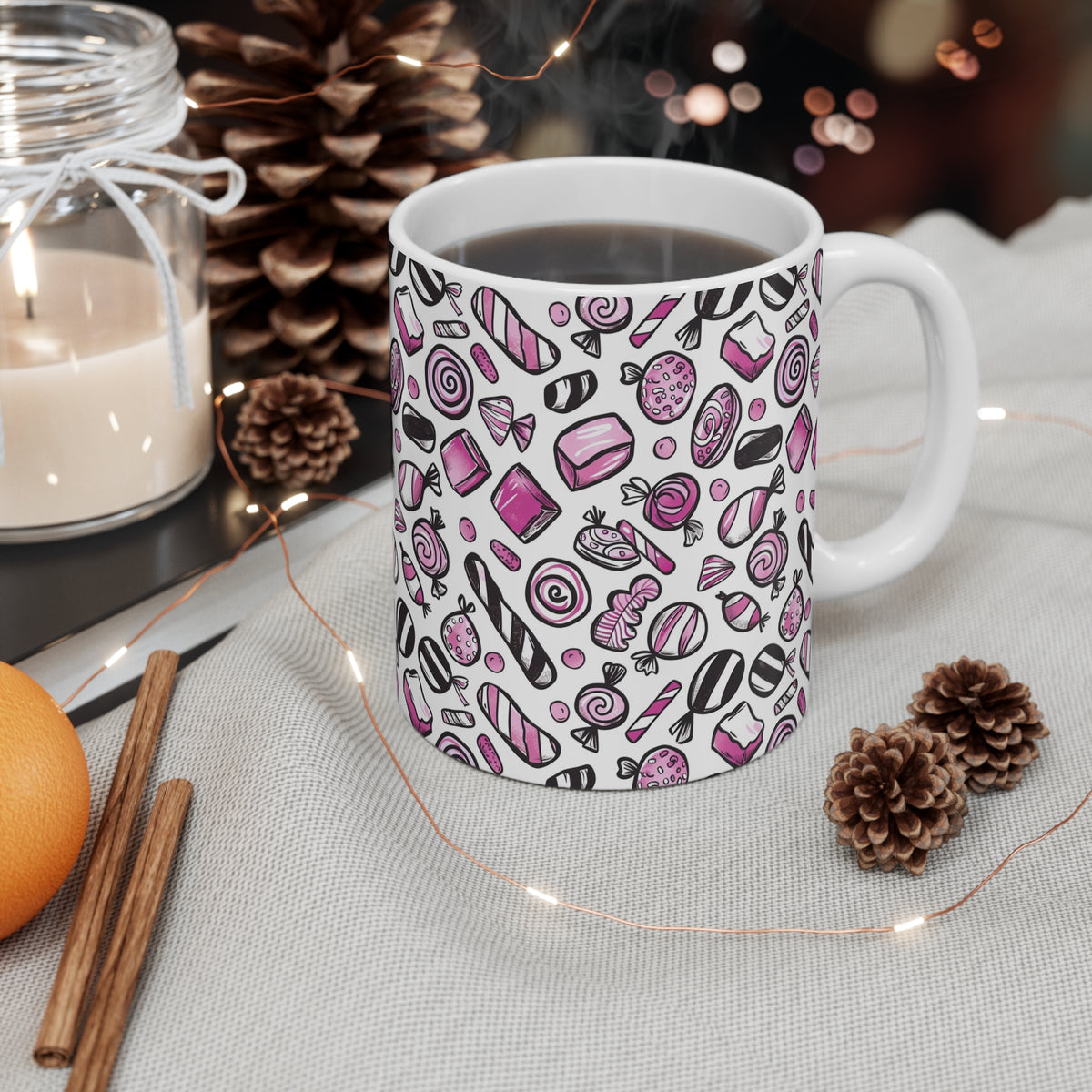 Colorful All-Over Candy Theme Coffee Mug Fun Ceramic Drinkware 124