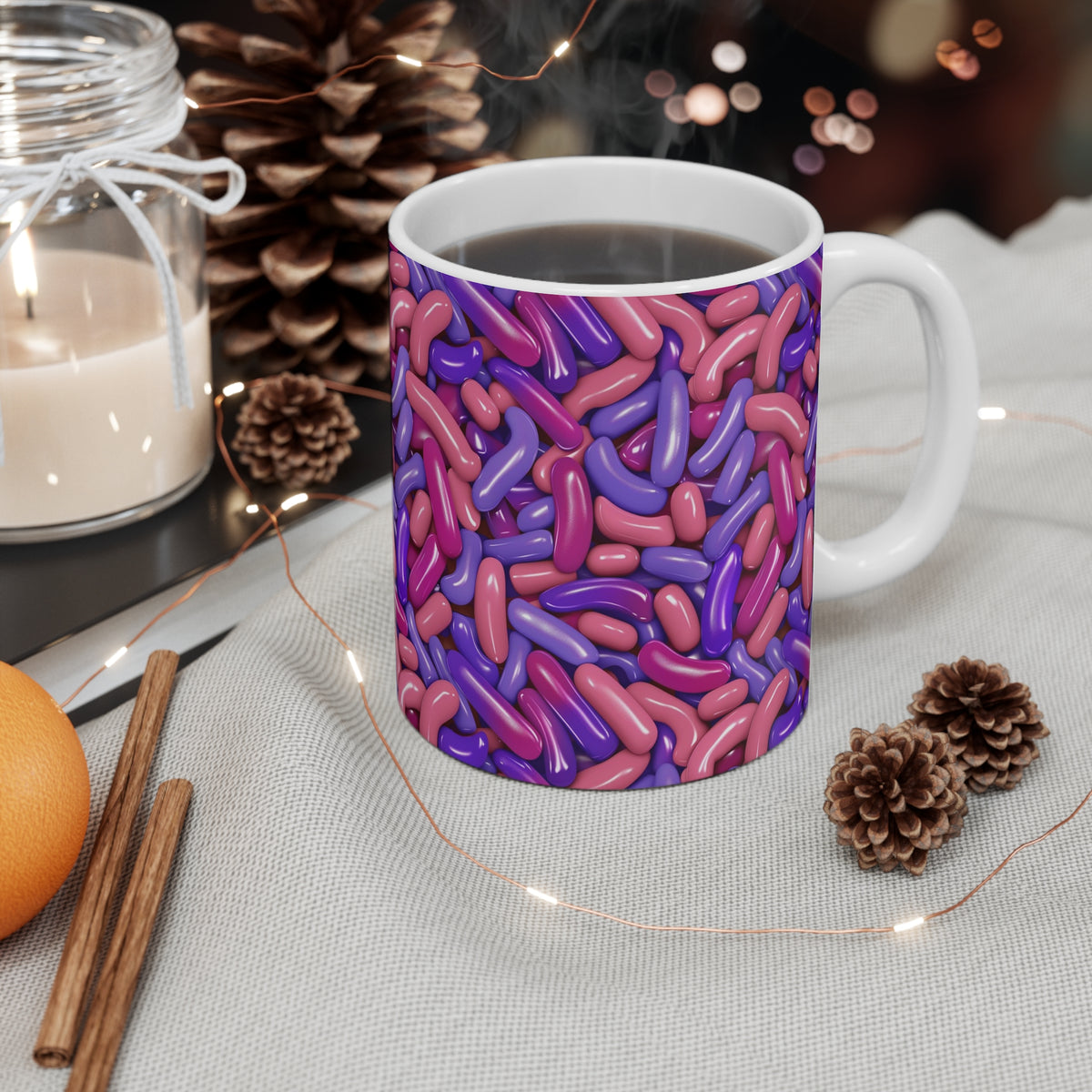 Colorful All-Over Candy Theme Coffee Mug Fun Ceramic Drinkware 240