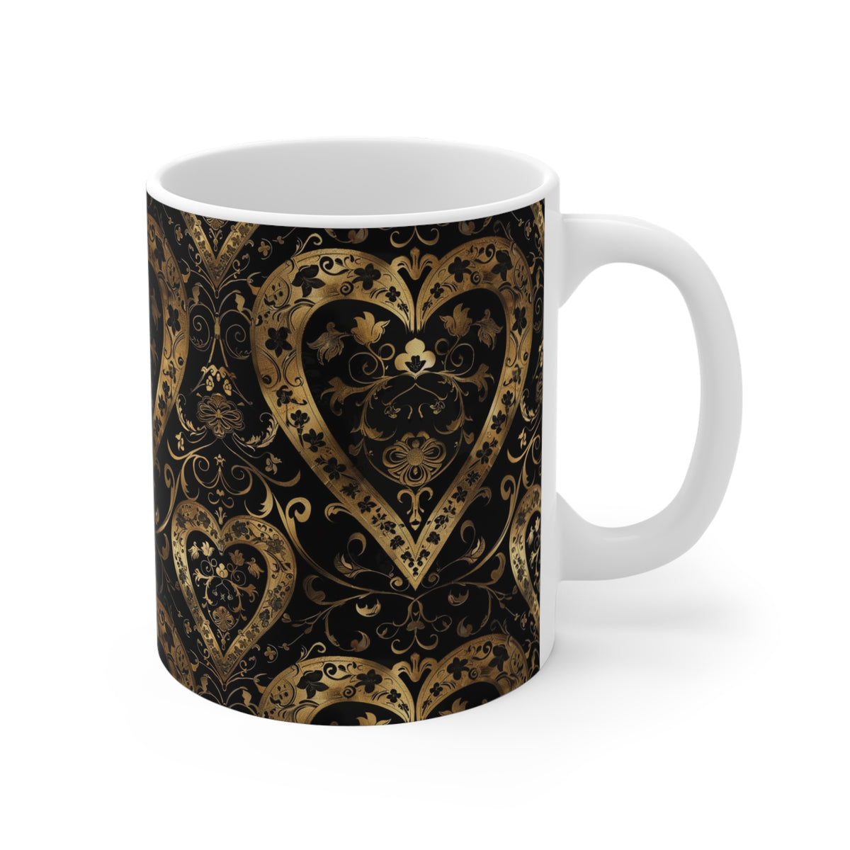 Colorful Heart Design Coffee Mug - Endless Love Pattern Ceramic Cup 390