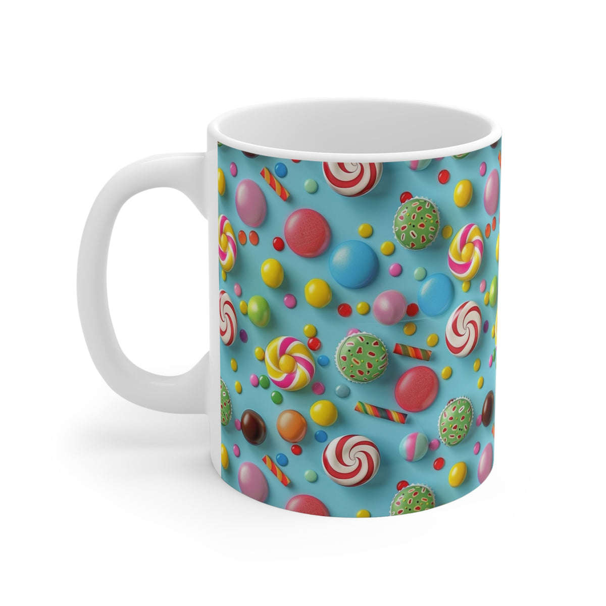 Colorful All-Over Candy Theme Coffee Mug Fun Ceramic Drinkware 435