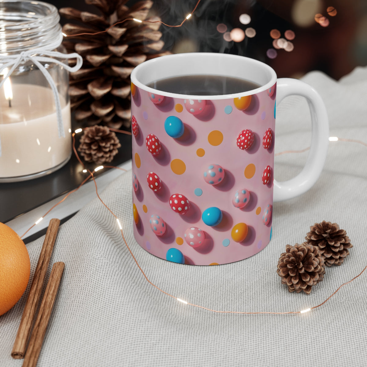 Colorful All-Over Candy Theme Coffee Mug Fun Ceramic Drinkware 461