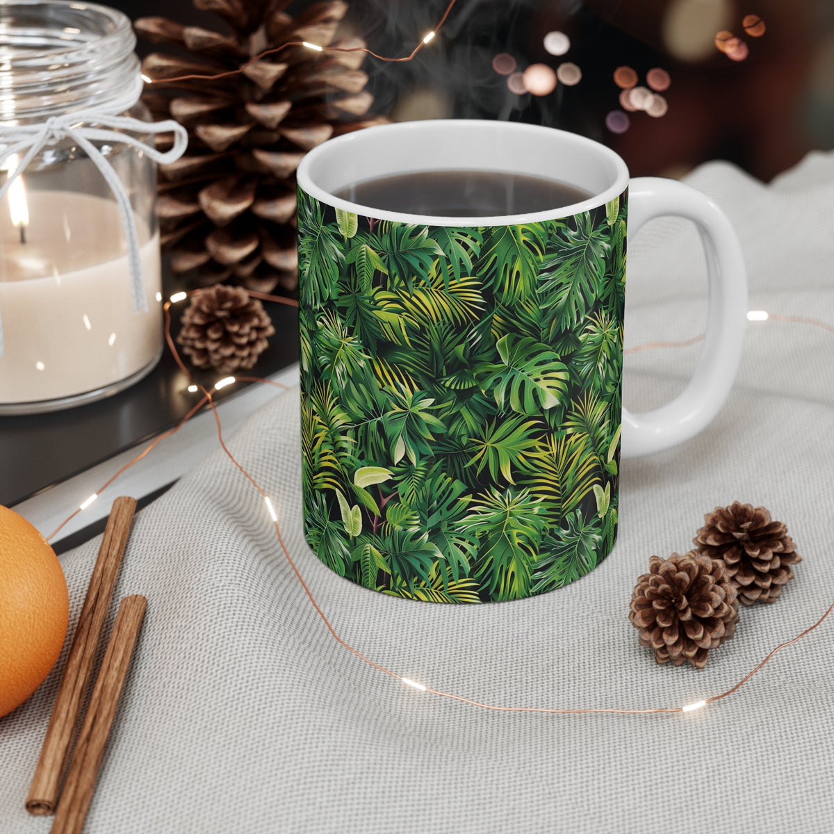 Endless Forest Pattern Coffee Mug - Nature-Inspired Ceramic Drinkware 033