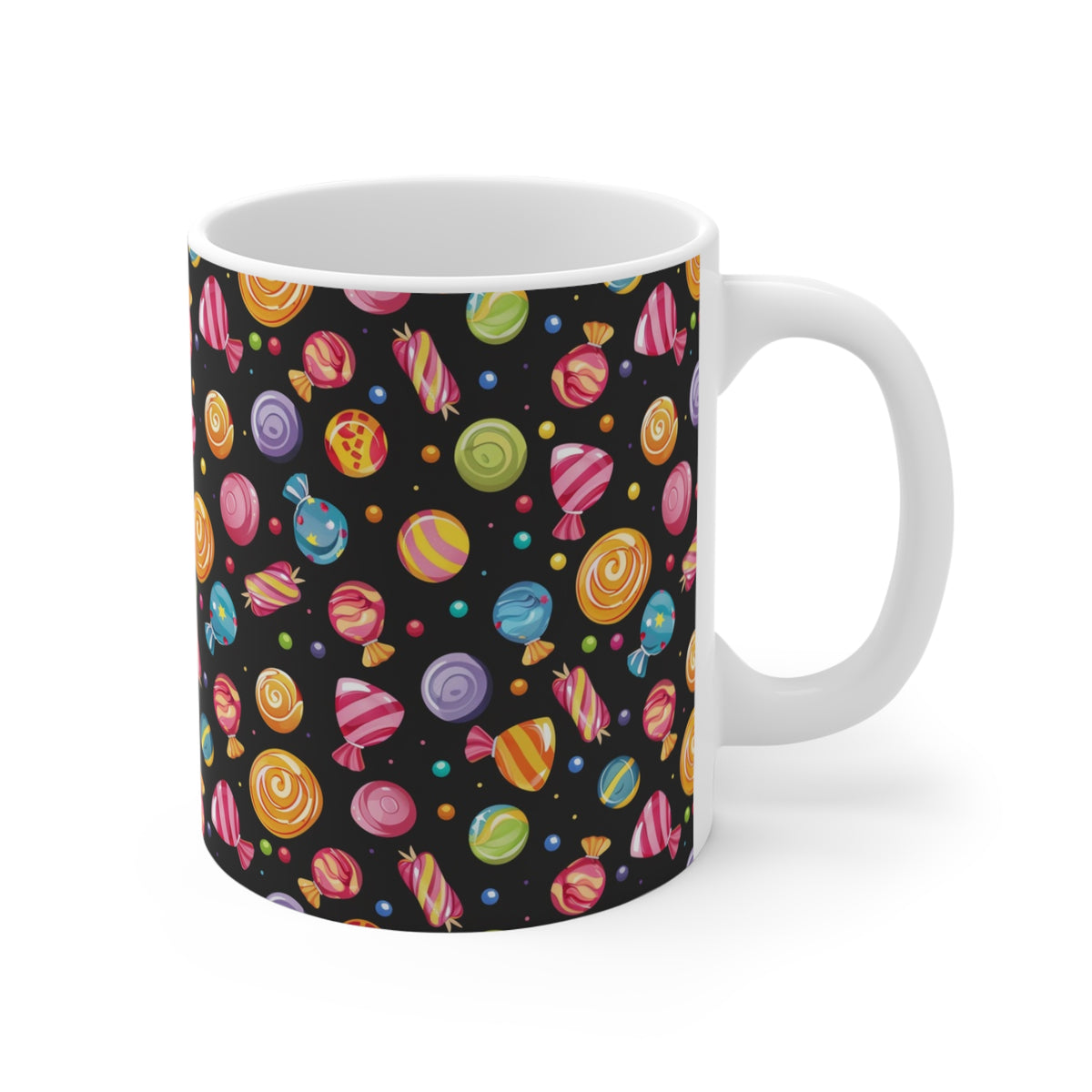 Colorful All-Over Candy Theme Coffee Mug Fun Ceramic Drinkware 095