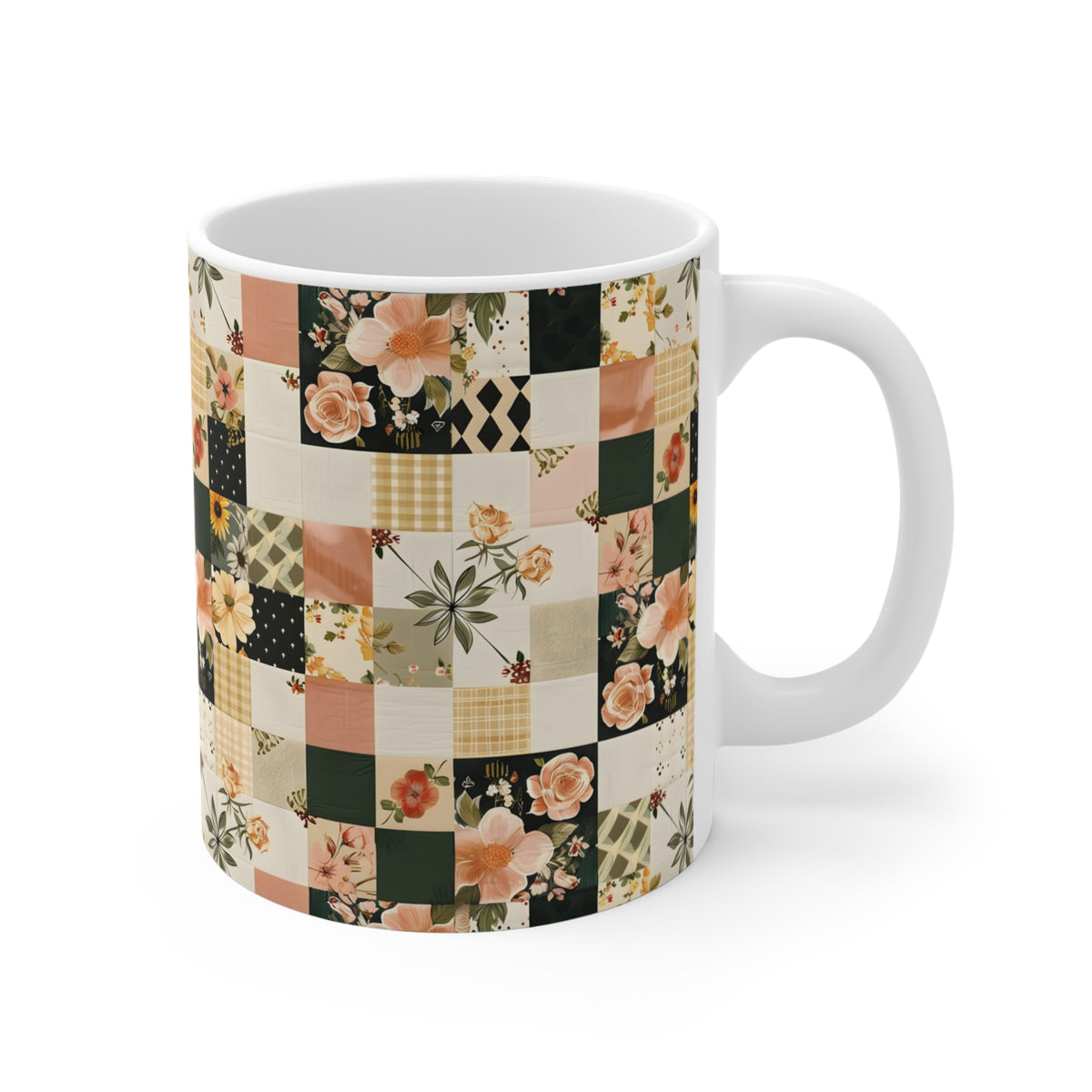 Farmhouse Patchwork Pastel Quilt Pattern Coffee Cup  (19)