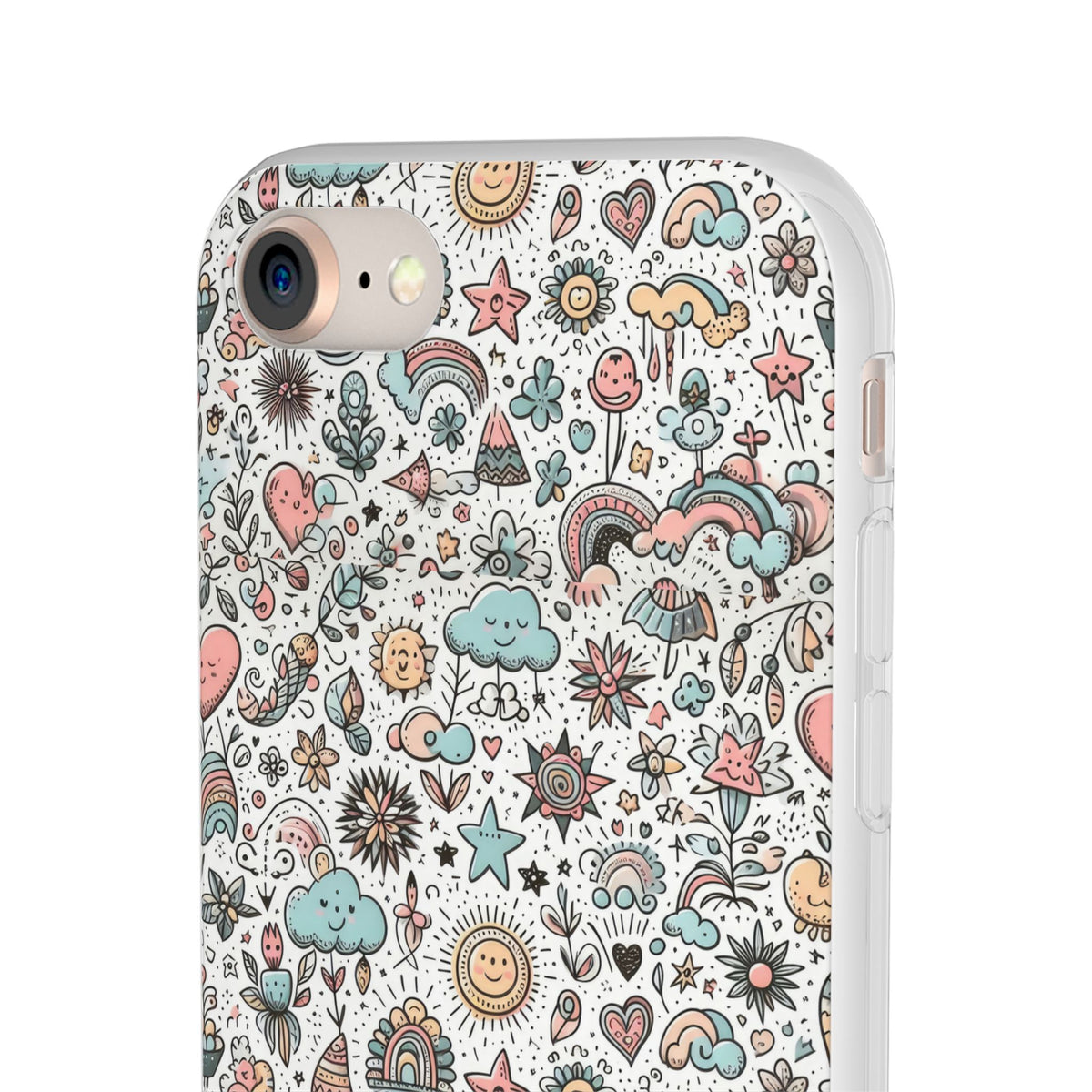 Pastel Doodle Pattern Phone Case – A Playful Touch of Elegance