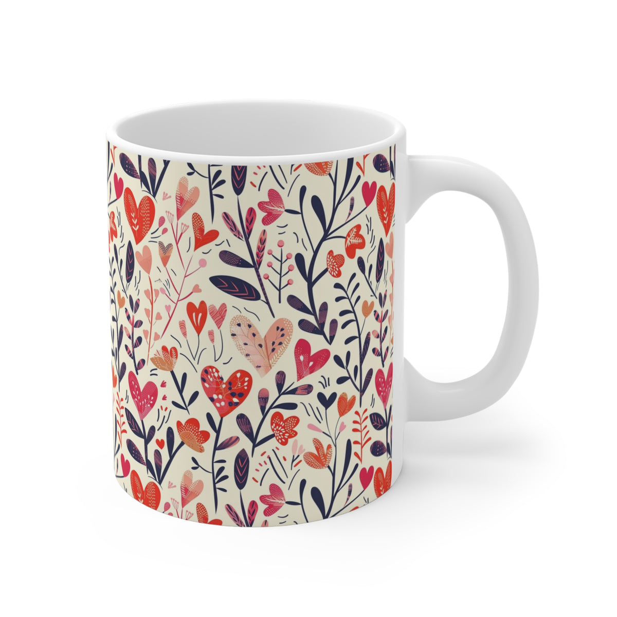 Colorful Heart Design Coffee Mug - Endless Love Pattern Ceramic Cup 207