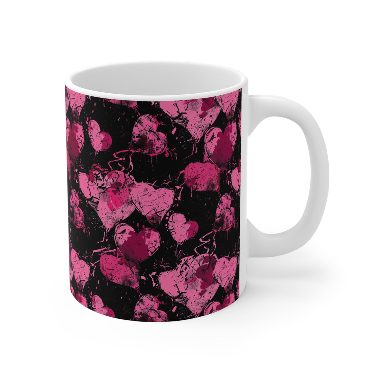 Colorful Heart Design Coffee Mug - Endless Love Pattern Ceramic Cup 310