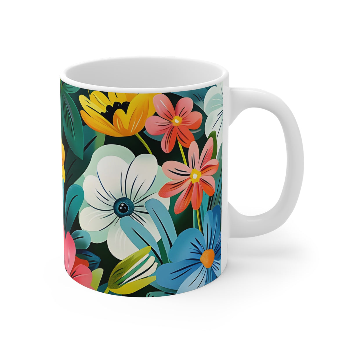 Colorful Spring Flower Pattern Ceramic Coffee Mug  (14)