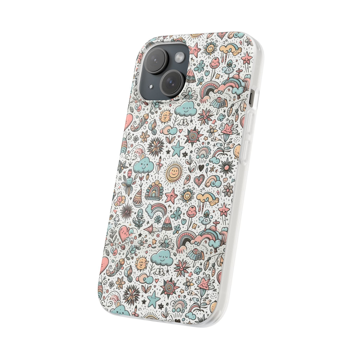 Pastel Doodle Pattern Phone Case – A Playful Touch of Elegance