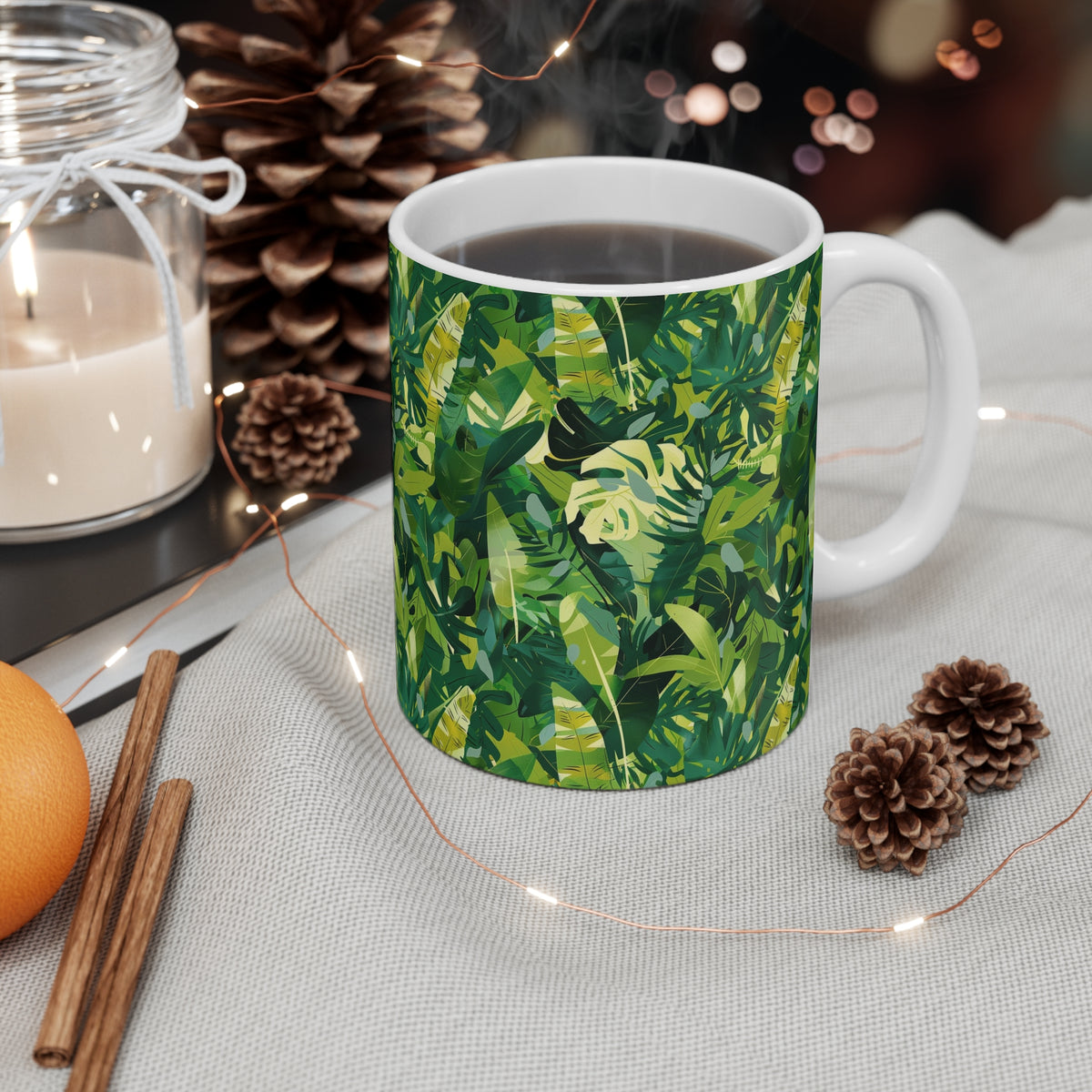 Endless Forest Pattern Coffee Mug - Nature-Inspired Ceramic Drinkware 039