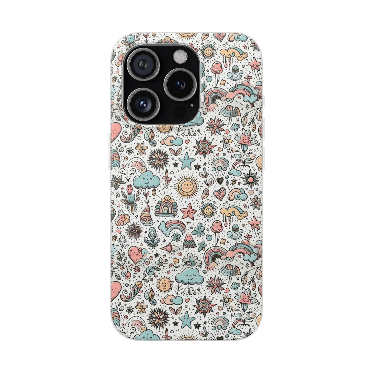 Pastel Doodle Pattern Phone Case – A Playful Touch of Elegance