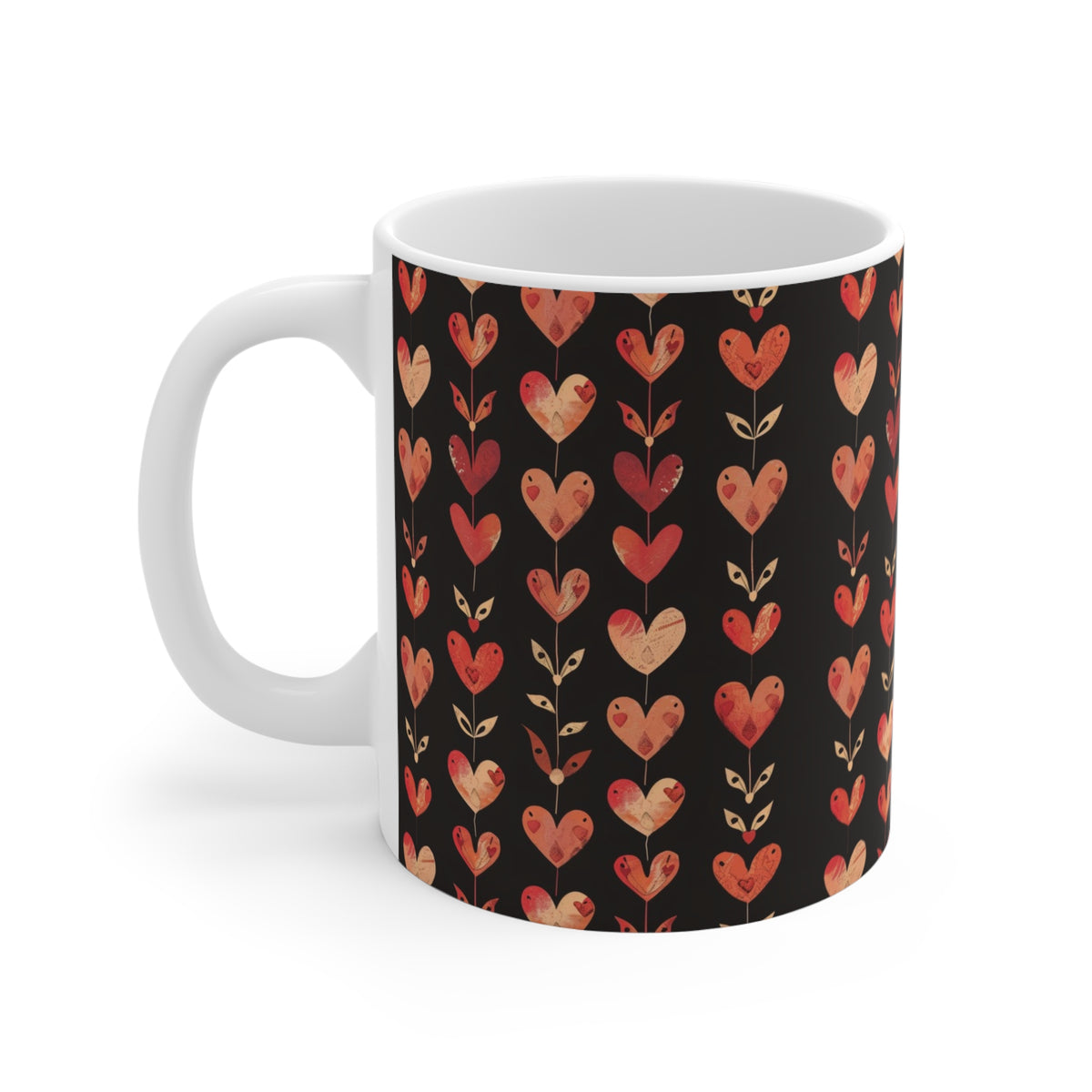 Colorful Heart Design Coffee Mug - Endless Love Pattern Ceramic Cup 306