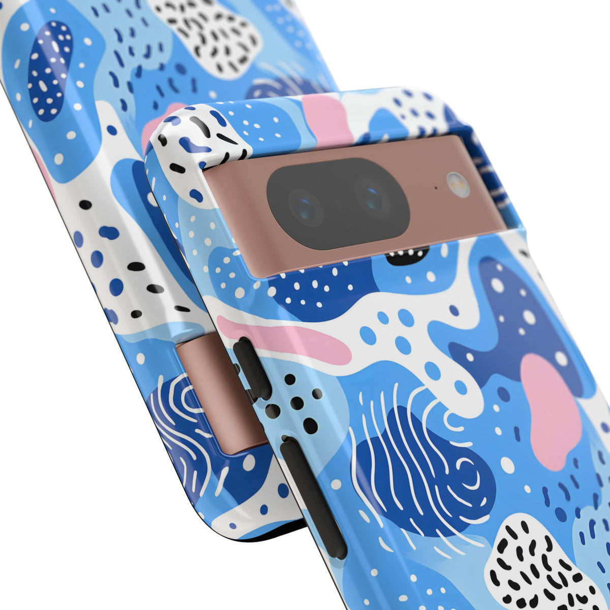 Abstract Baby Blue Memphis Design Phone Case – Sleek and Contemporary Artistry