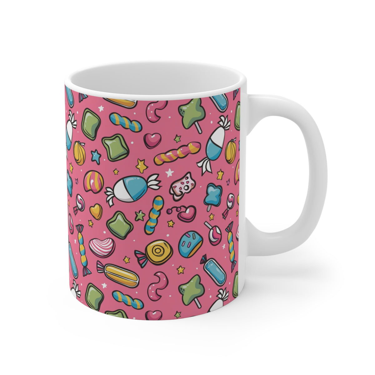 Colorful All-Over Candy Theme Coffee Mug Fun Ceramic Drinkware 279