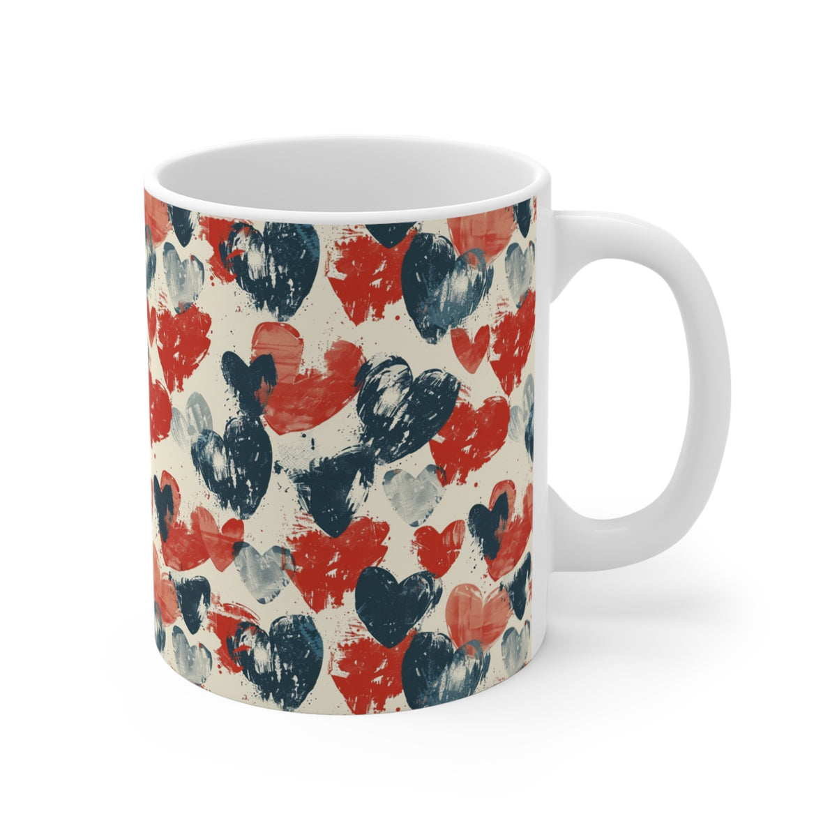 Colorful Heart Design Coffee Mug - Endless Love Pattern Ceramic Cup 1001