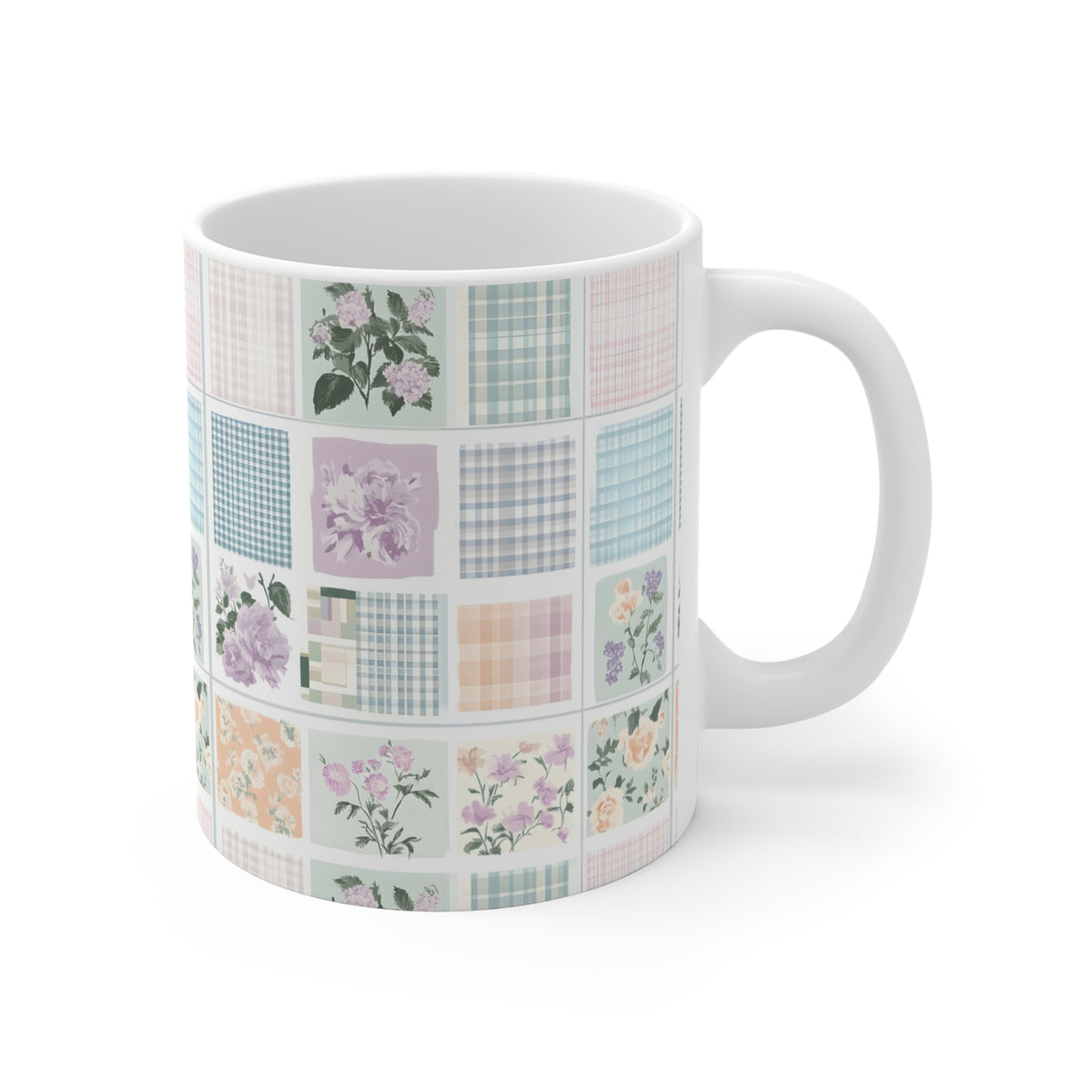 Farmhouse Patchwork Pastel Pattern Coffee Cup  (14)