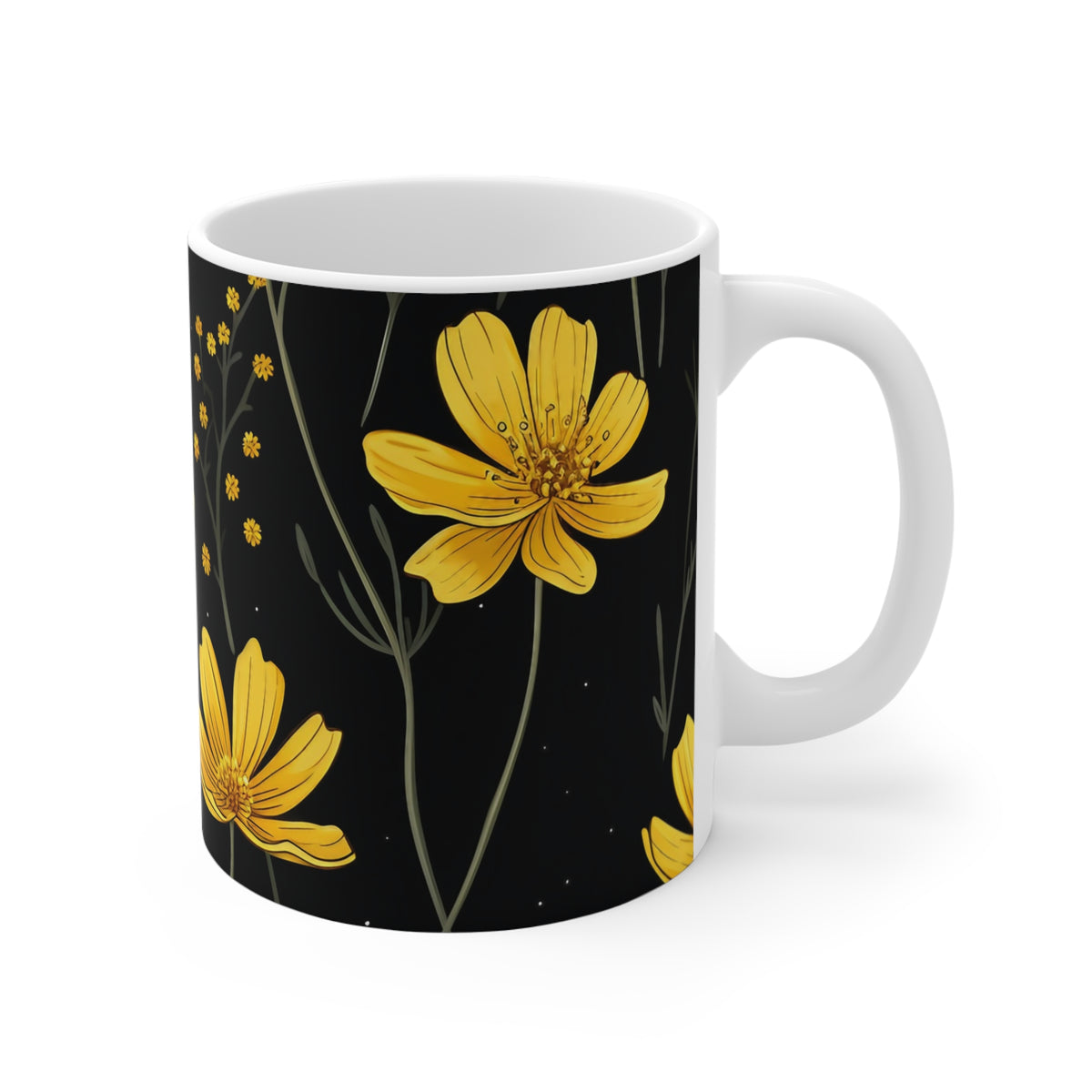 Charming Small Yellow Wildflowers Coffee Mug – Perfect for Nature Lovers  (4)