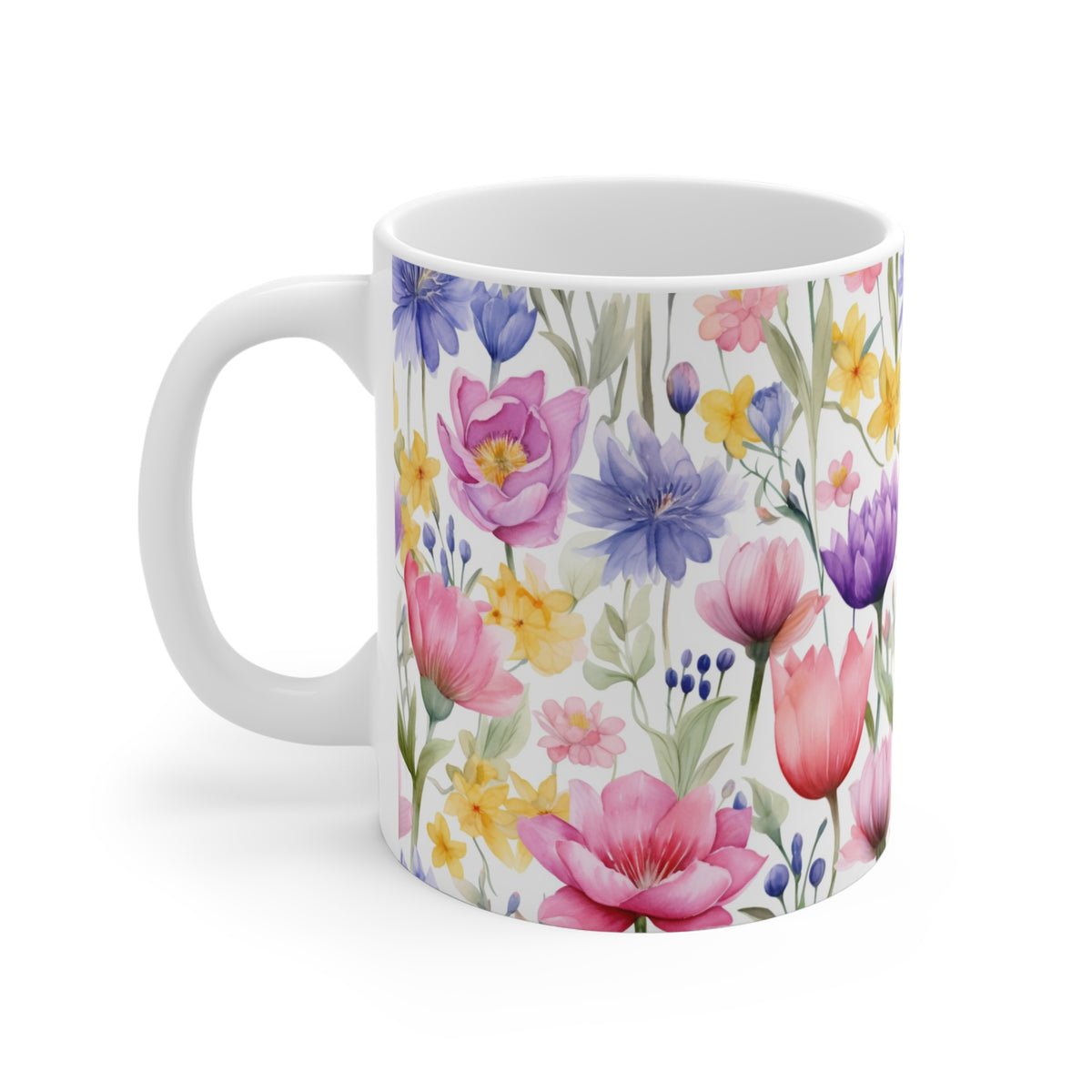 Beautiful Spring Flowers Watercolor Coffee Mug – Perfect for Nature Enthusiasts  (9)