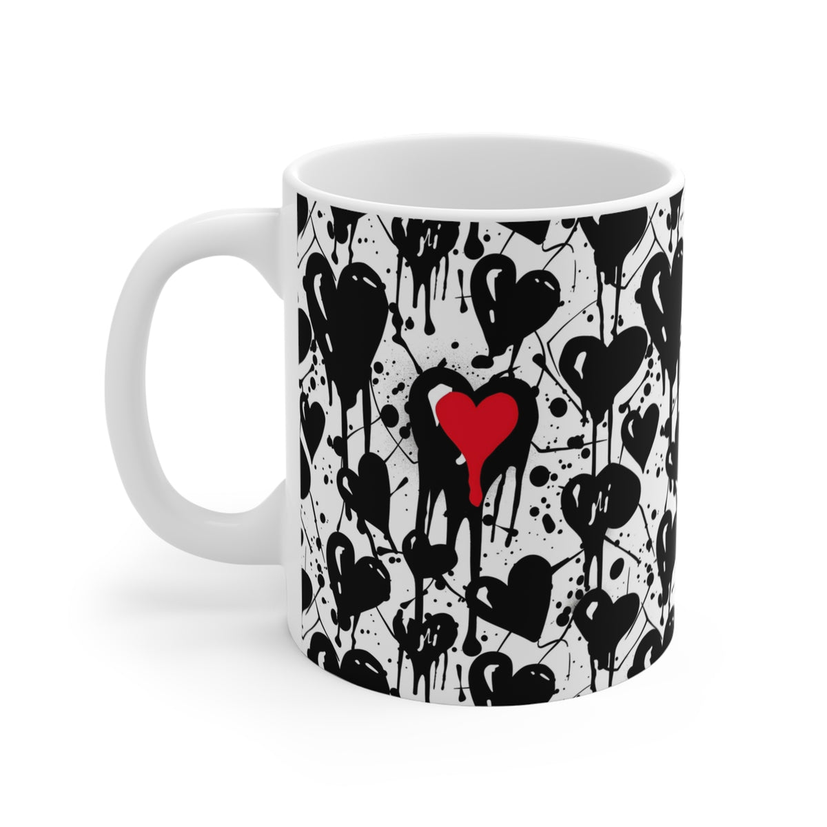 Colorful Heart Design Coffee Mug - Endless Love Pattern Ceramic Cup 214