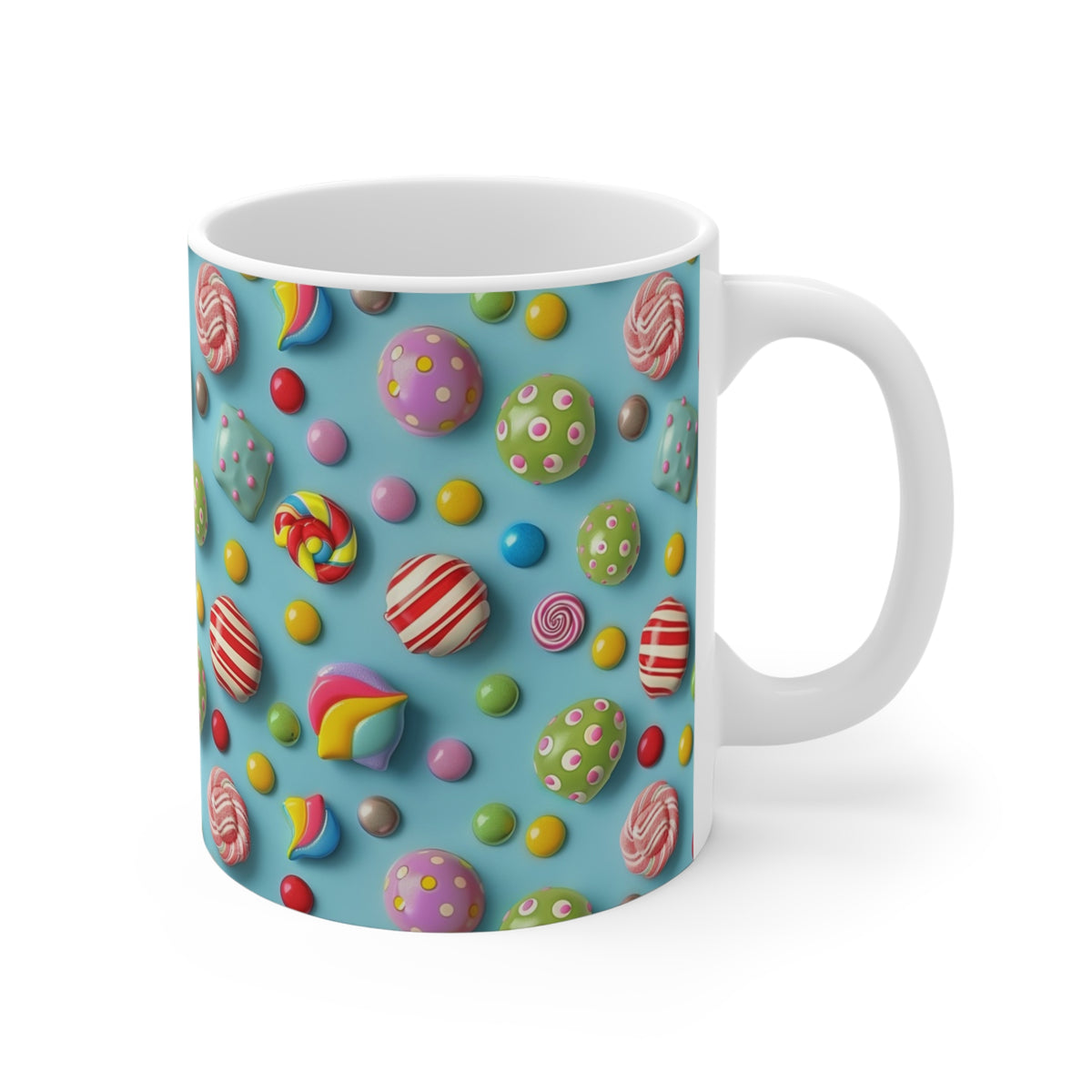 Colorful All-Over Candy Theme Coffee Mug Fun Ceramic Drinkware 367