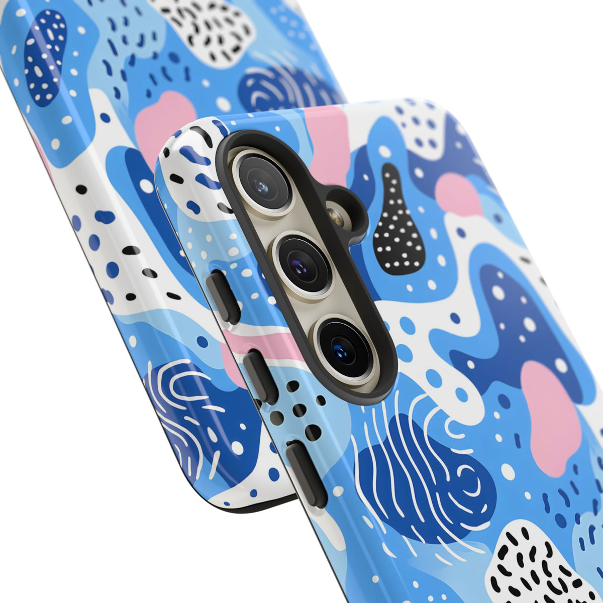 Abstract Baby Blue Memphis Design Phone Case – Sleek and Contemporary Artistry