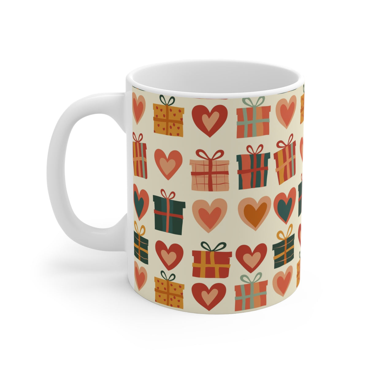 Colorful Heart Design Coffee Mug - Endless Love Pattern Ceramic Cup 451