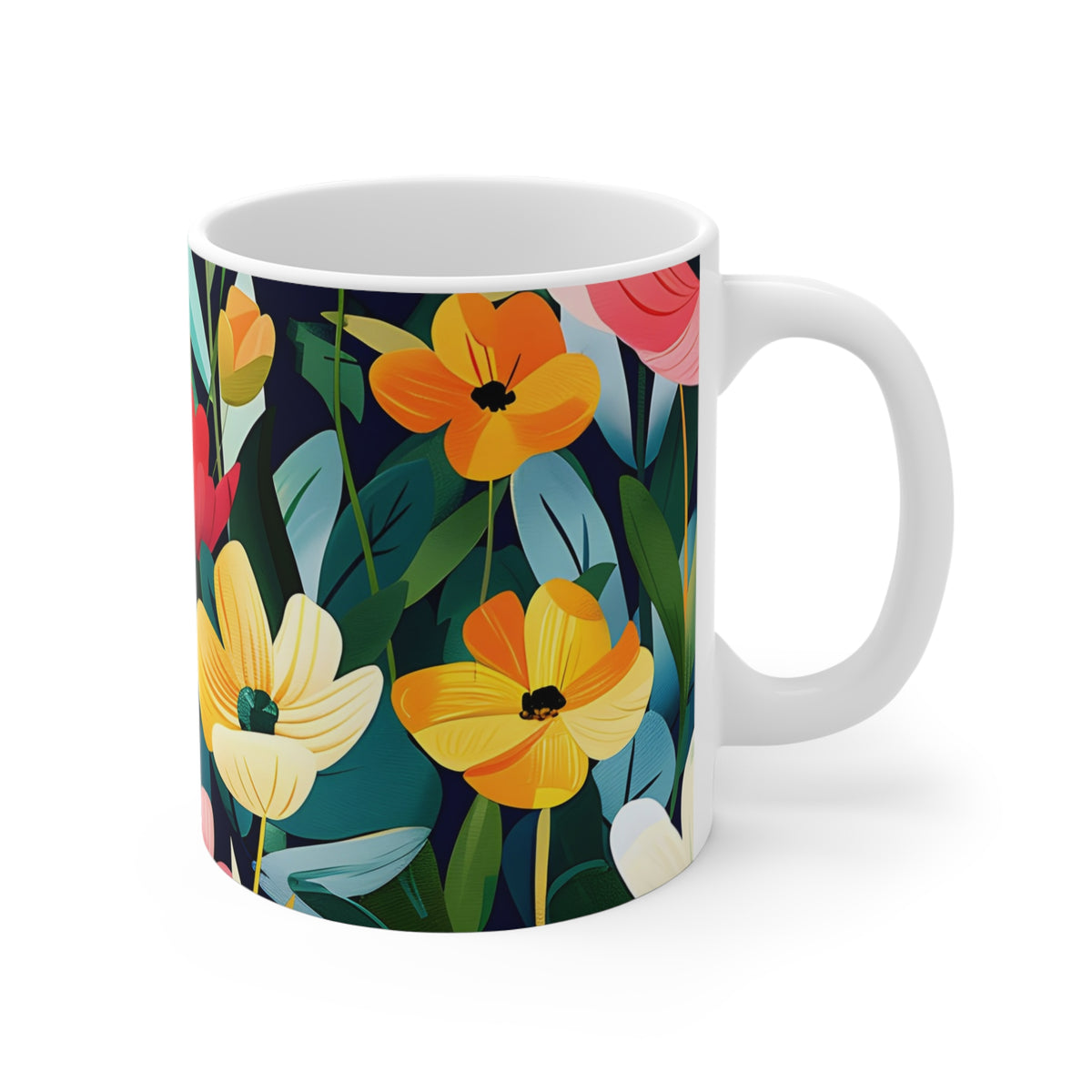 Colorful Spring Flower Pattern Ceramic Coffee Mug  (12)