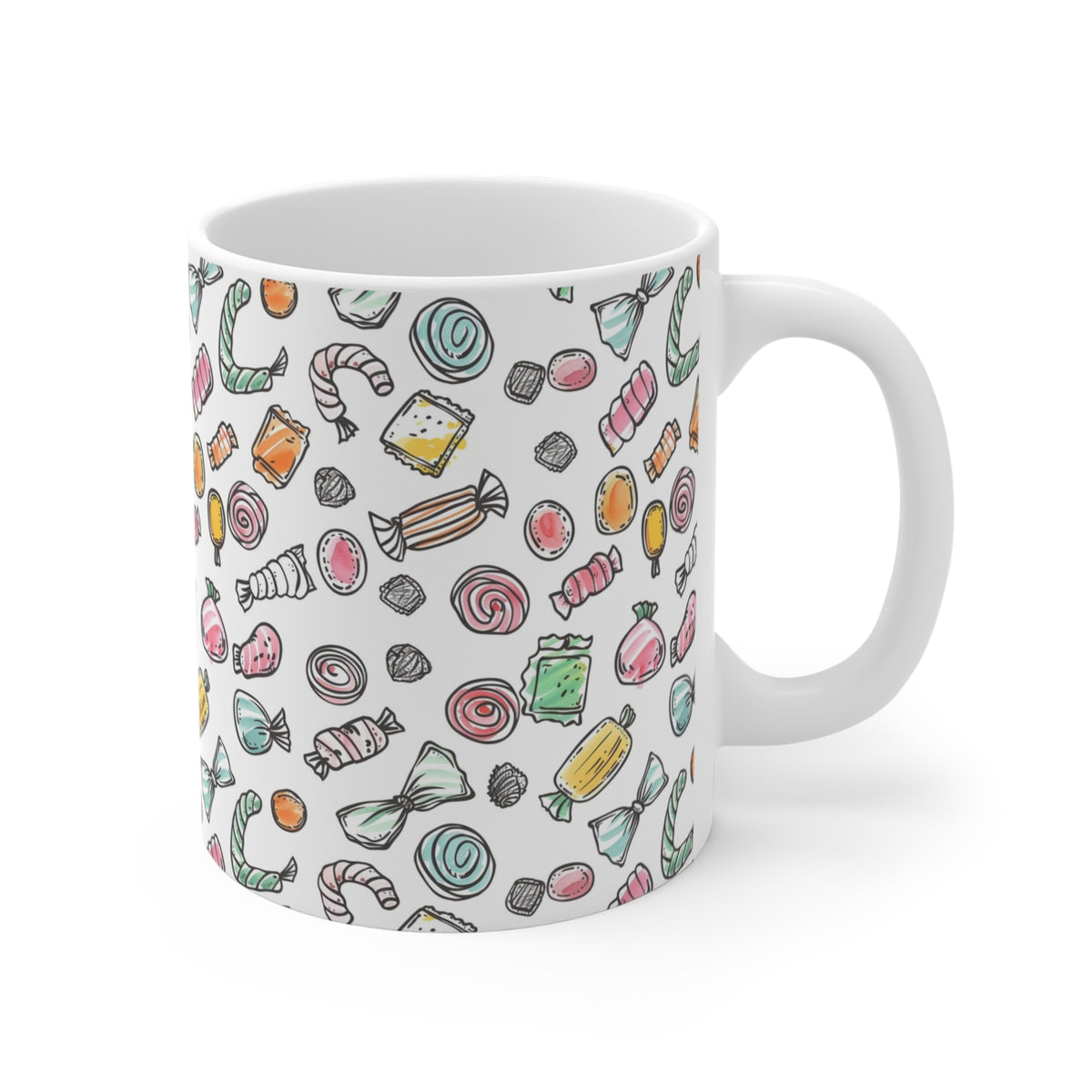 Colorful All-Over Candy Theme Coffee Mug Fun Ceramic Drinkware 429