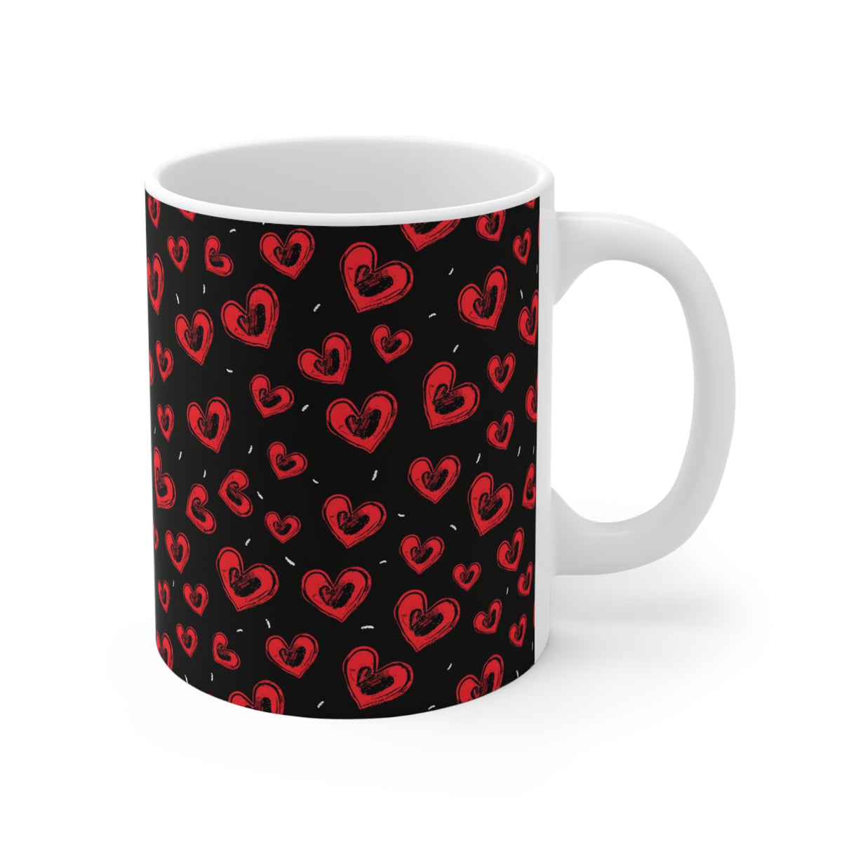 Colorful Heart Design Coffee Mug - Endless Love Pattern Ceramic Cup 867