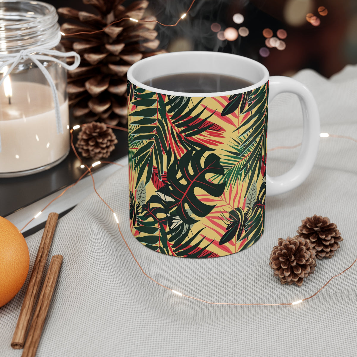 Endless Forest Pattern Coffee Mug - Nature-Inspired Ceramic Drinkware 041