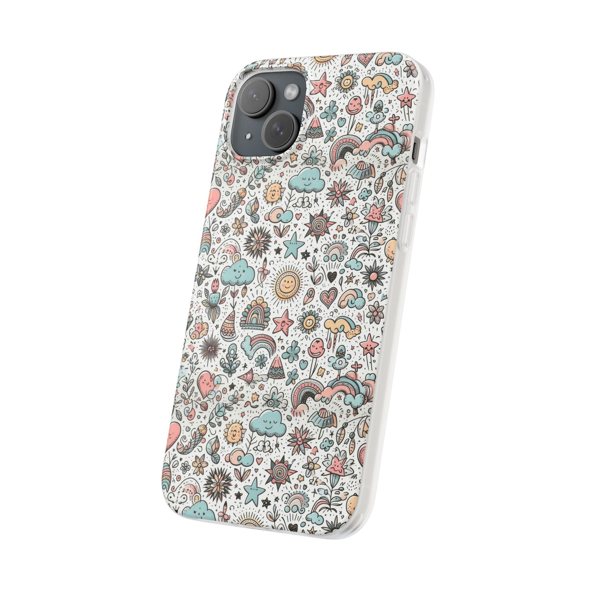 Pastel Doodle Pattern Phone Case – A Playful Touch of Elegance