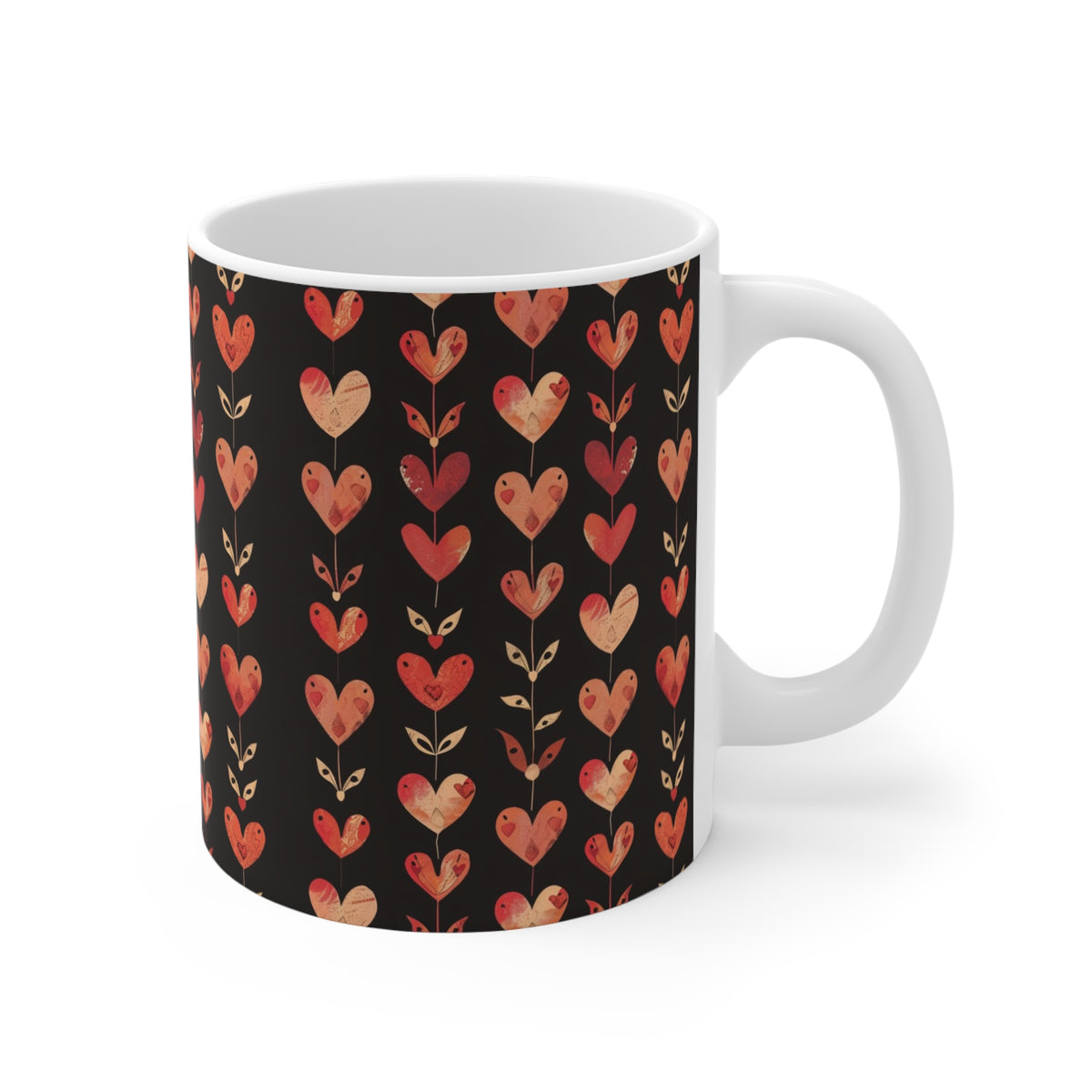 Colorful Heart Design Coffee Mug - Endless Love Pattern Ceramic Cup 306