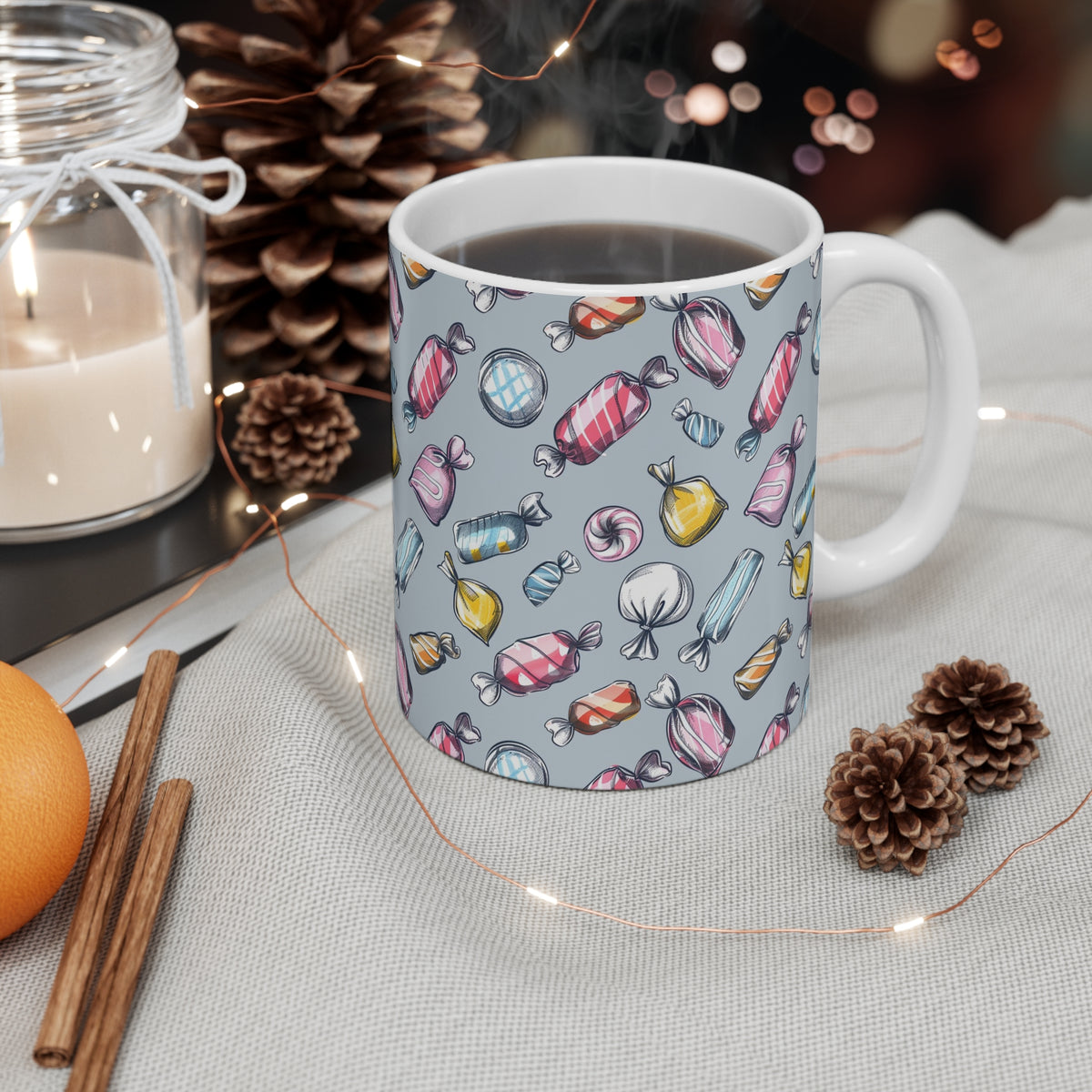 Colorful All-Over Candy Theme Coffee Mug Fun Ceramic Drinkware 203