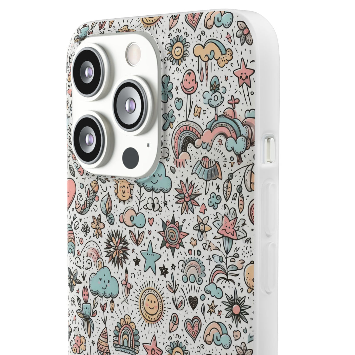 Pastel Doodle Pattern Phone Case – A Playful Touch of Elegance