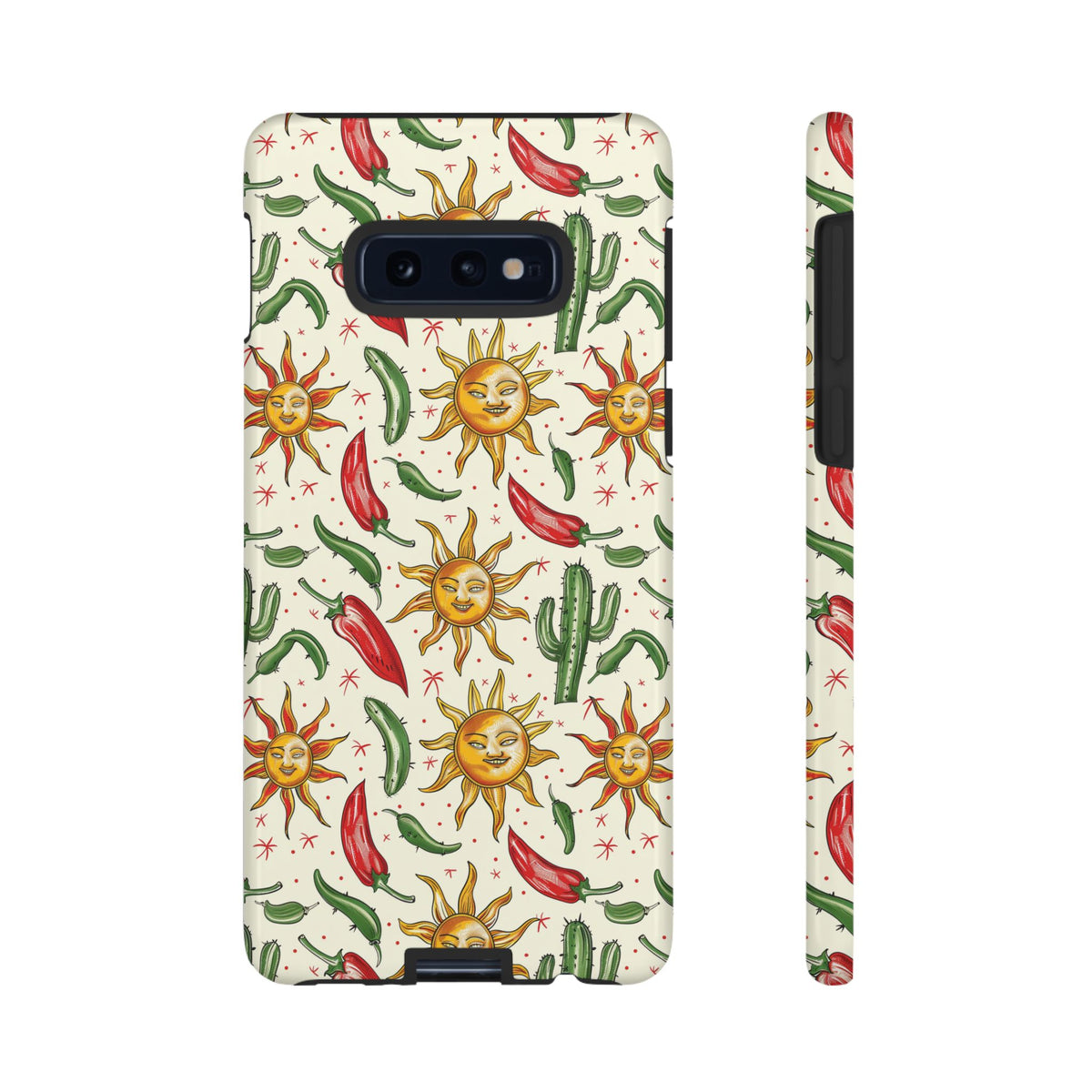 Cactuses, Peppers & Sun Pattern Phone Case – Vibrant Summer Design for Stylish Protection