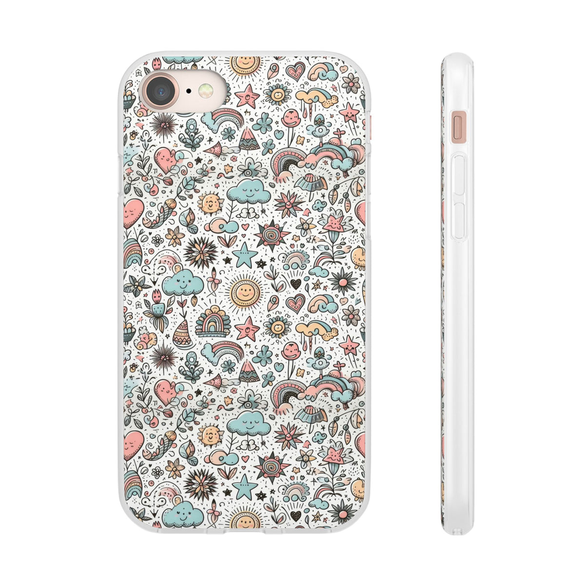 Pastel Doodle Pattern Phone Case – A Playful Touch of Elegance