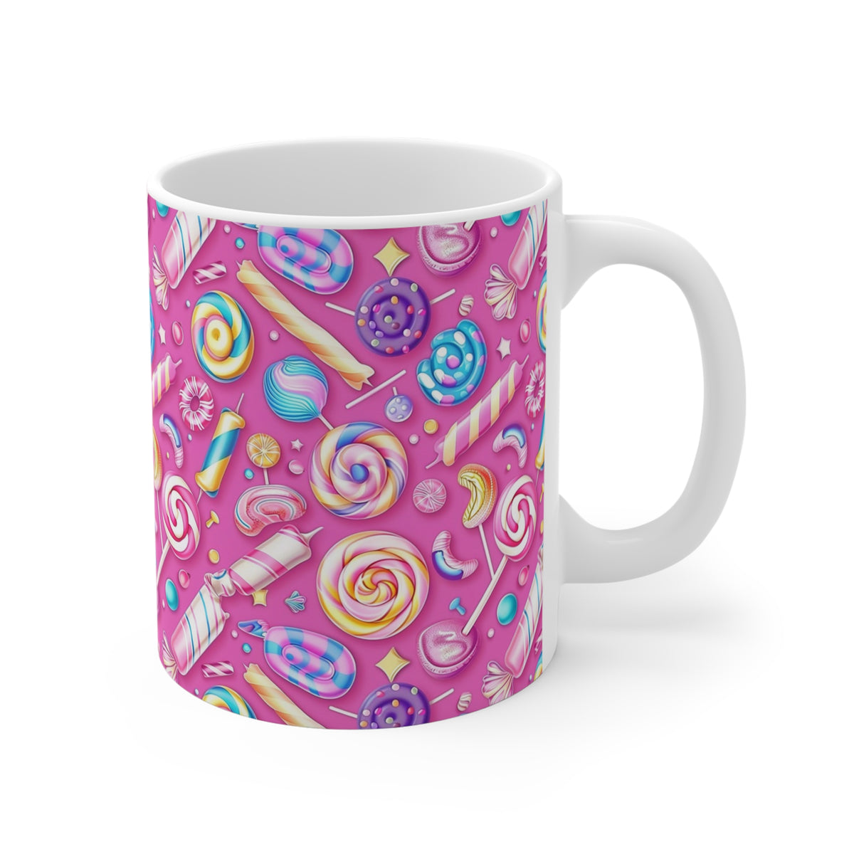 Colorful All-Over Candy Theme Coffee Mug Fun Ceramic Drinkware 440