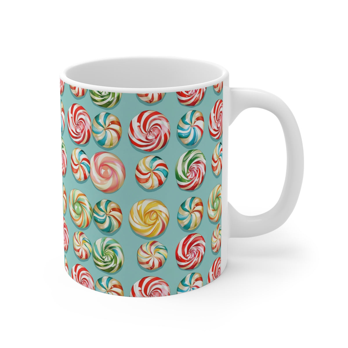 Colorful All-Over Candy Theme Coffee Mug Fun Ceramic Drinkware 456