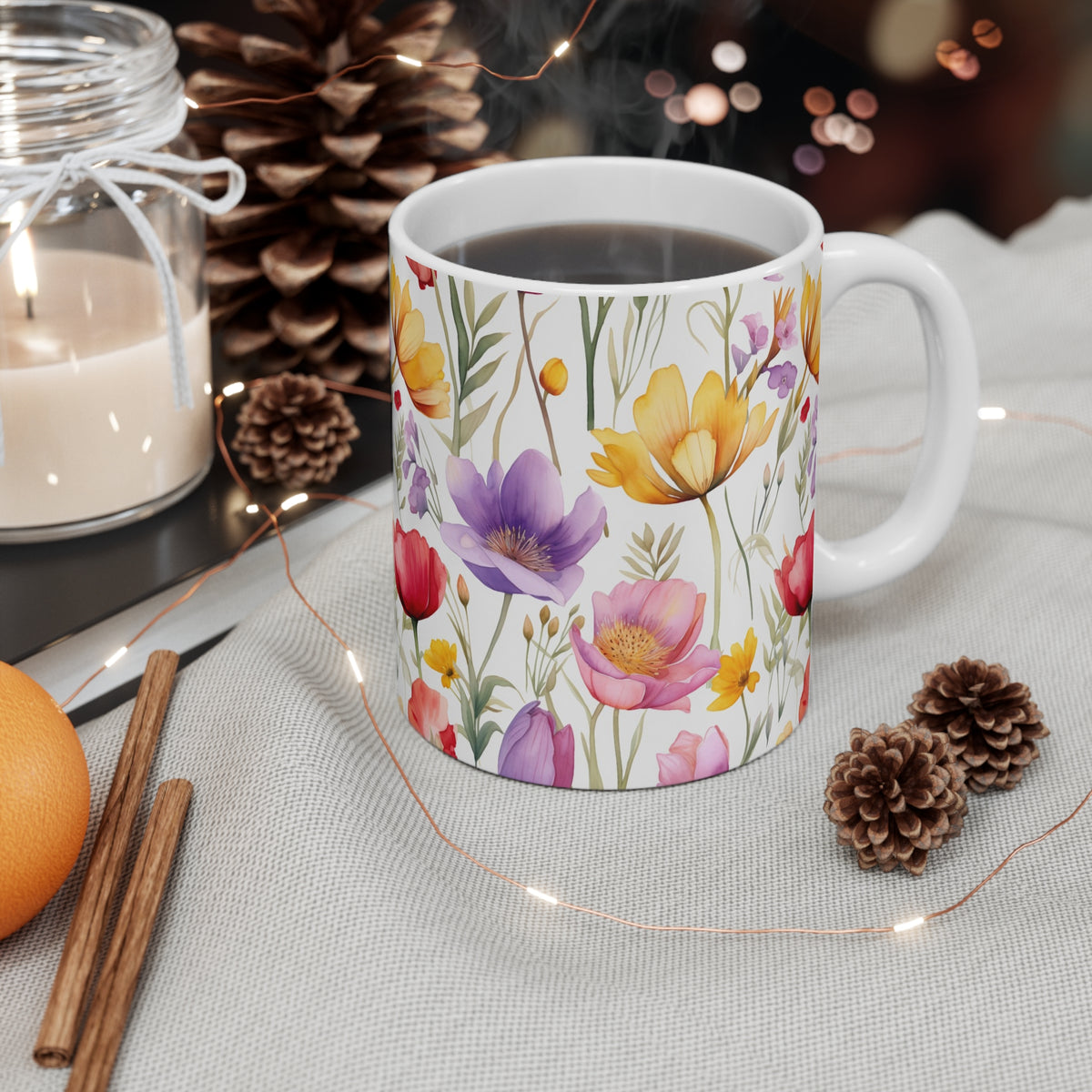 Beautiful Spring Flowers Watercolor Coffee Mug – Perfect for Nature Enthusiasts  (10)