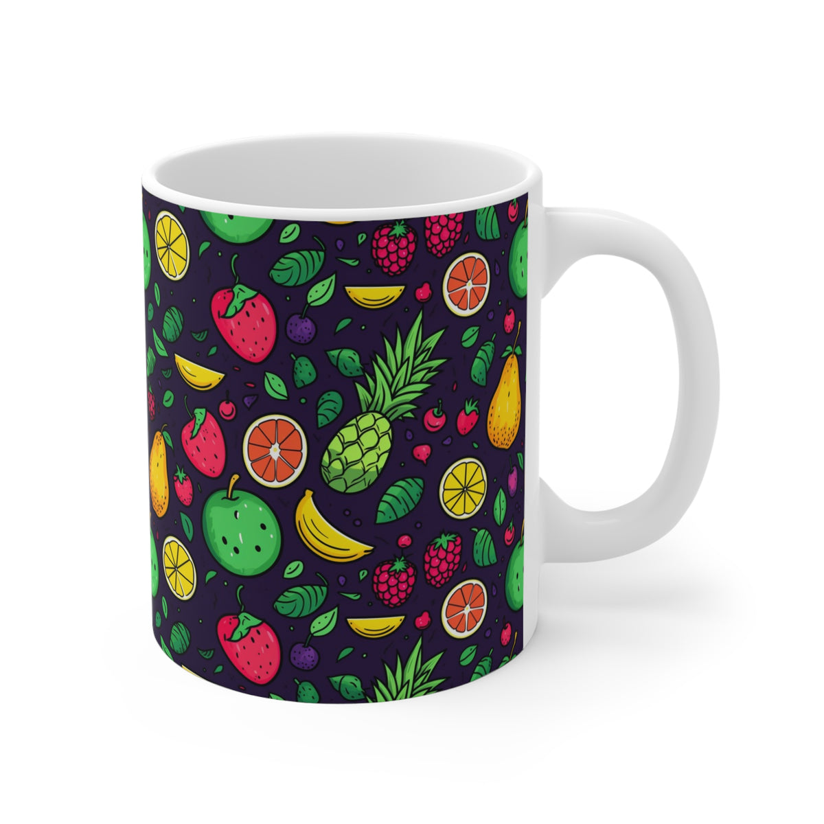 Vibrant Infinite Fruit Pattern Coffee Mug - Unique Ceramic Drinkware 798