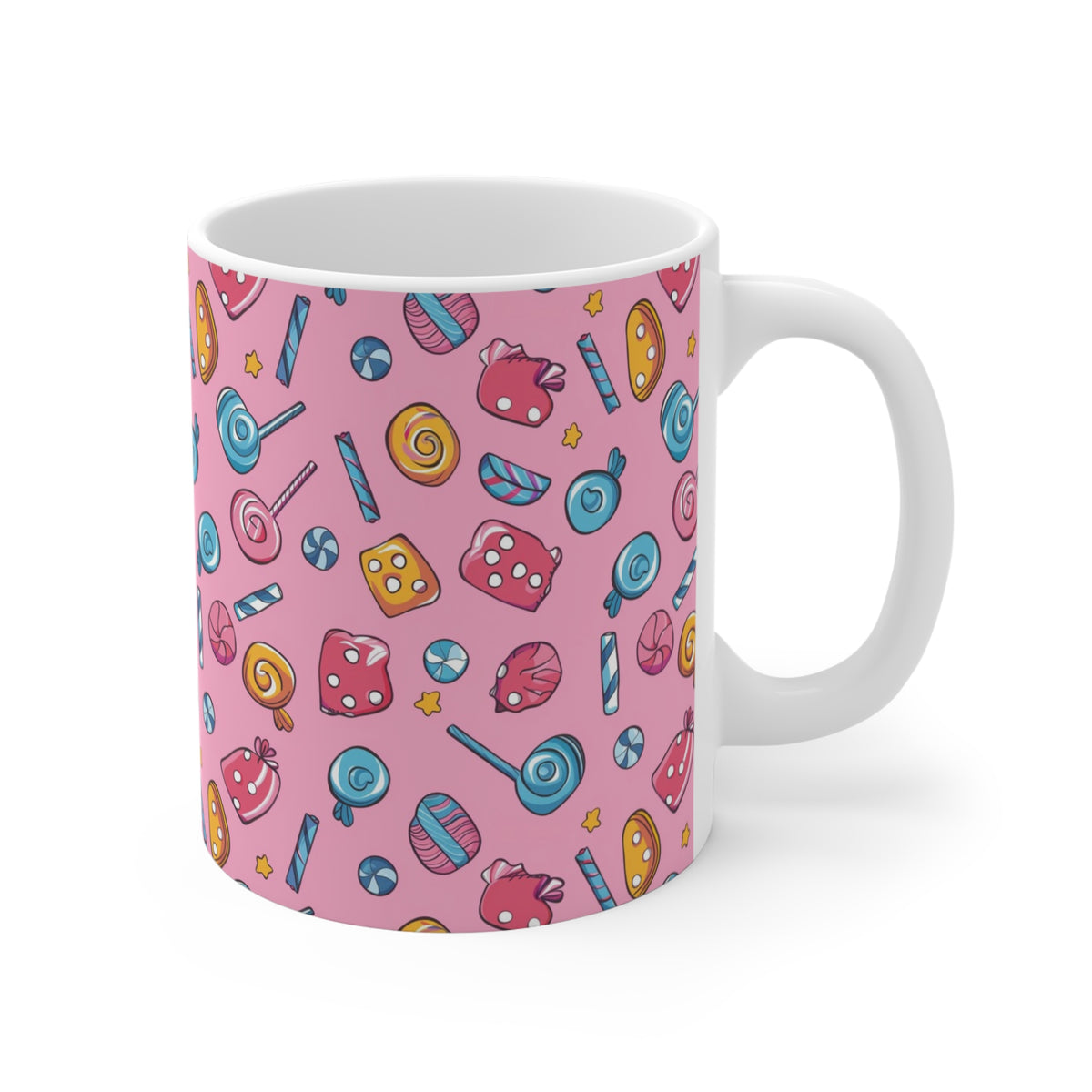 Colorful All-Over Candy Theme Coffee Mug Fun Ceramic Drinkware 424