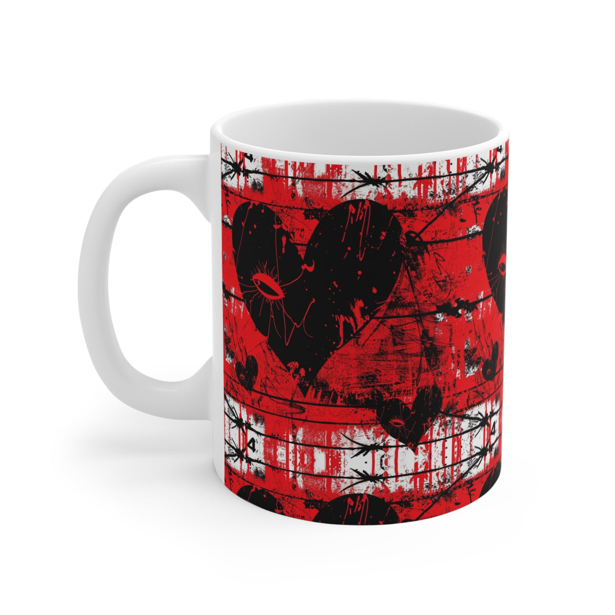 Colorful Heart Design Coffee Mug - Endless Love Pattern Ceramic Cup 1004