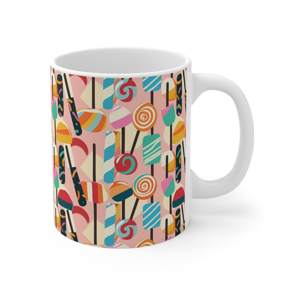 Colorful All-Over Candy Theme Coffee Mug Fun Ceramic Drinkware 448