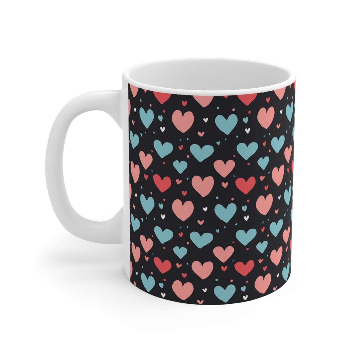Colorful Heart Design Coffee Mug - Endless Love Pattern Ceramic Cup 571