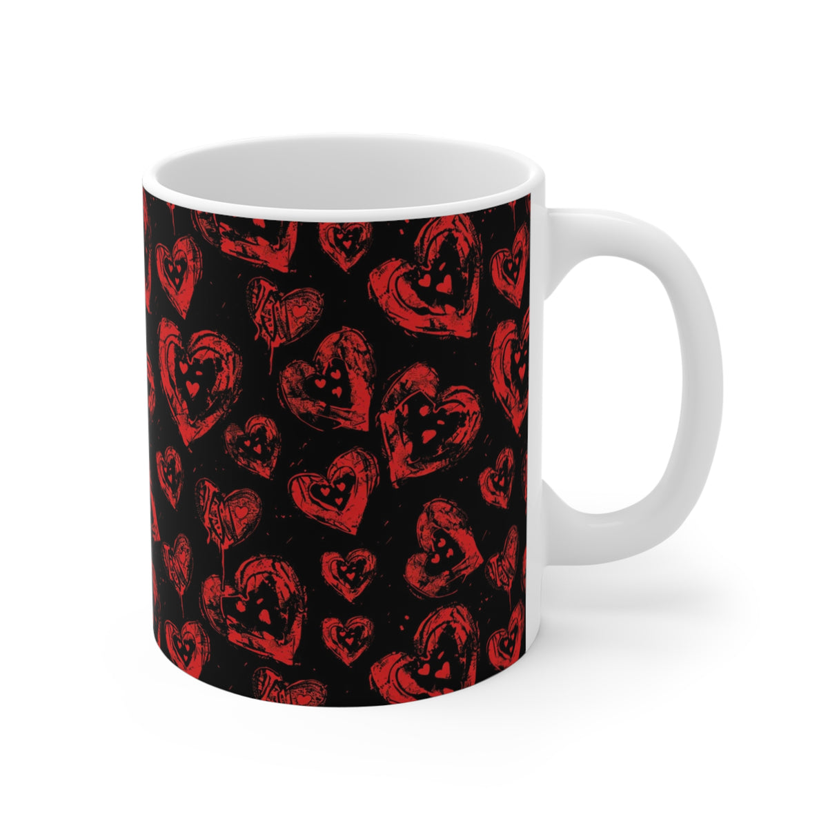 Colorful Heart Design Coffee Mug - Endless Love Pattern Ceramic Cup 957