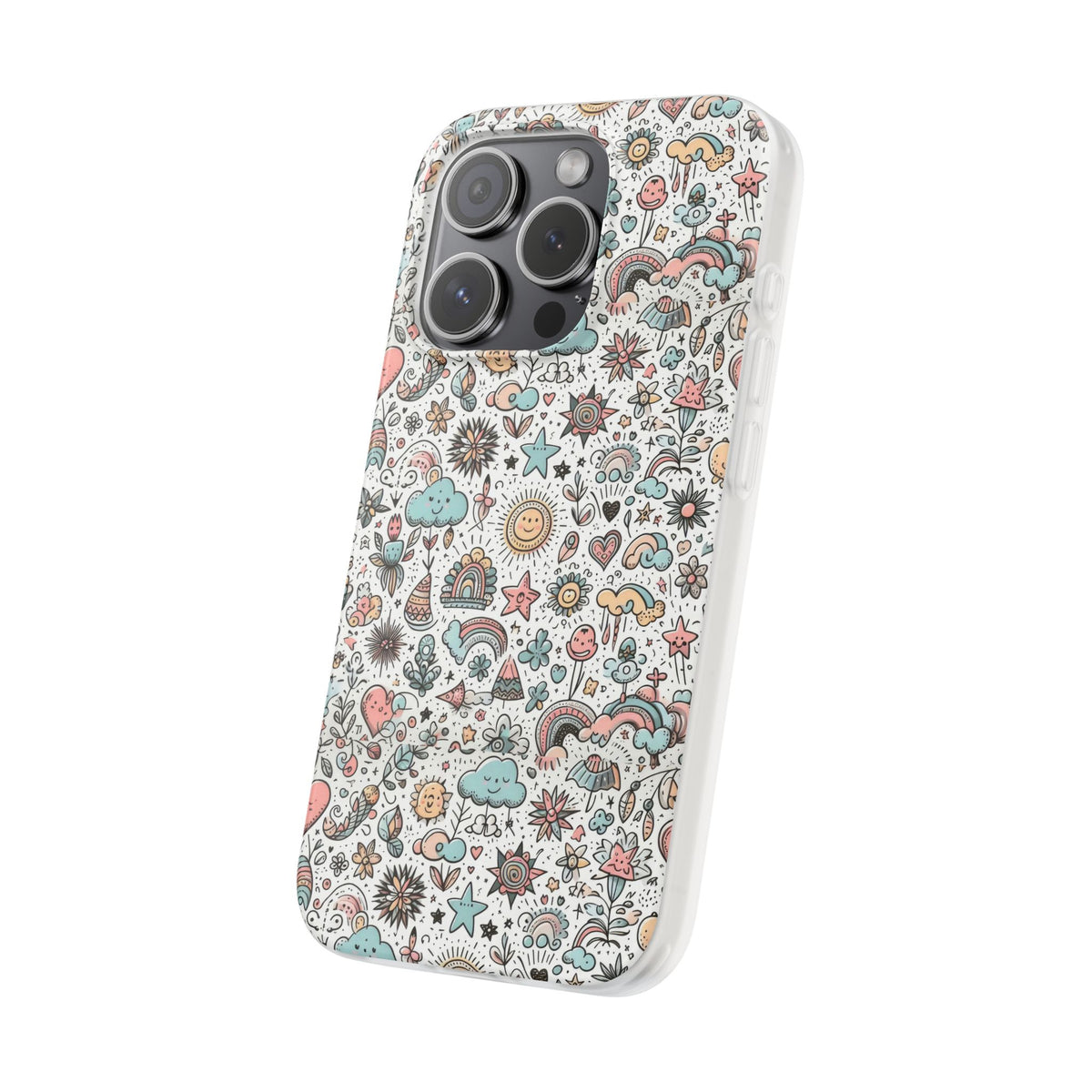 Pastel Doodle Pattern Phone Case – A Playful Touch of Elegance