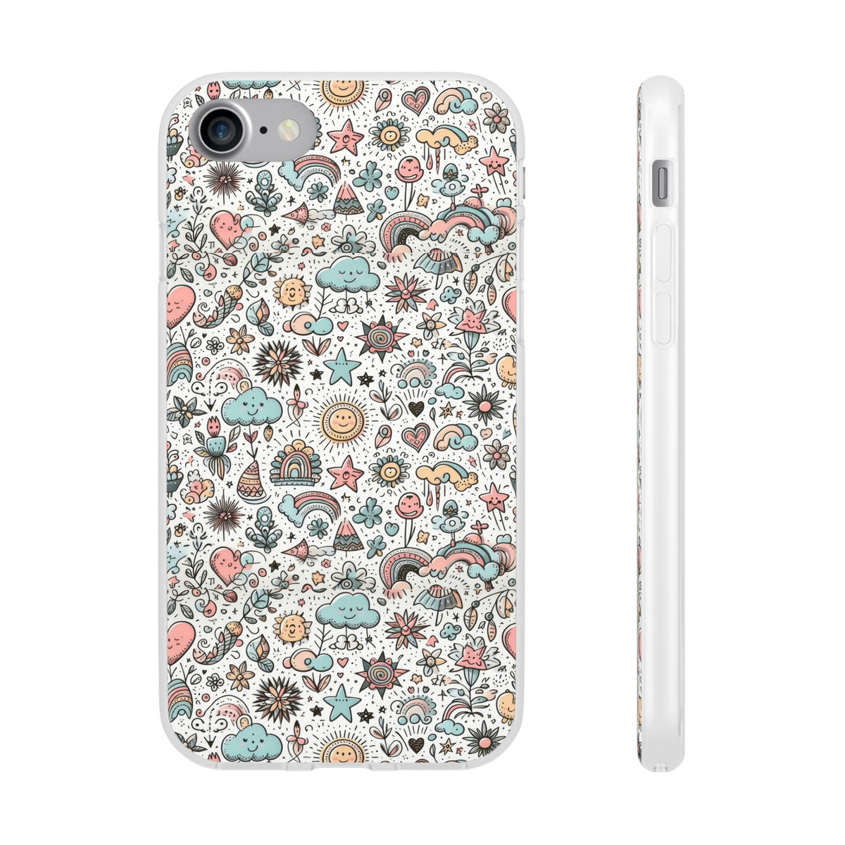 Pastel Doodle Pattern Phone Case – A Playful Touch of Elegance